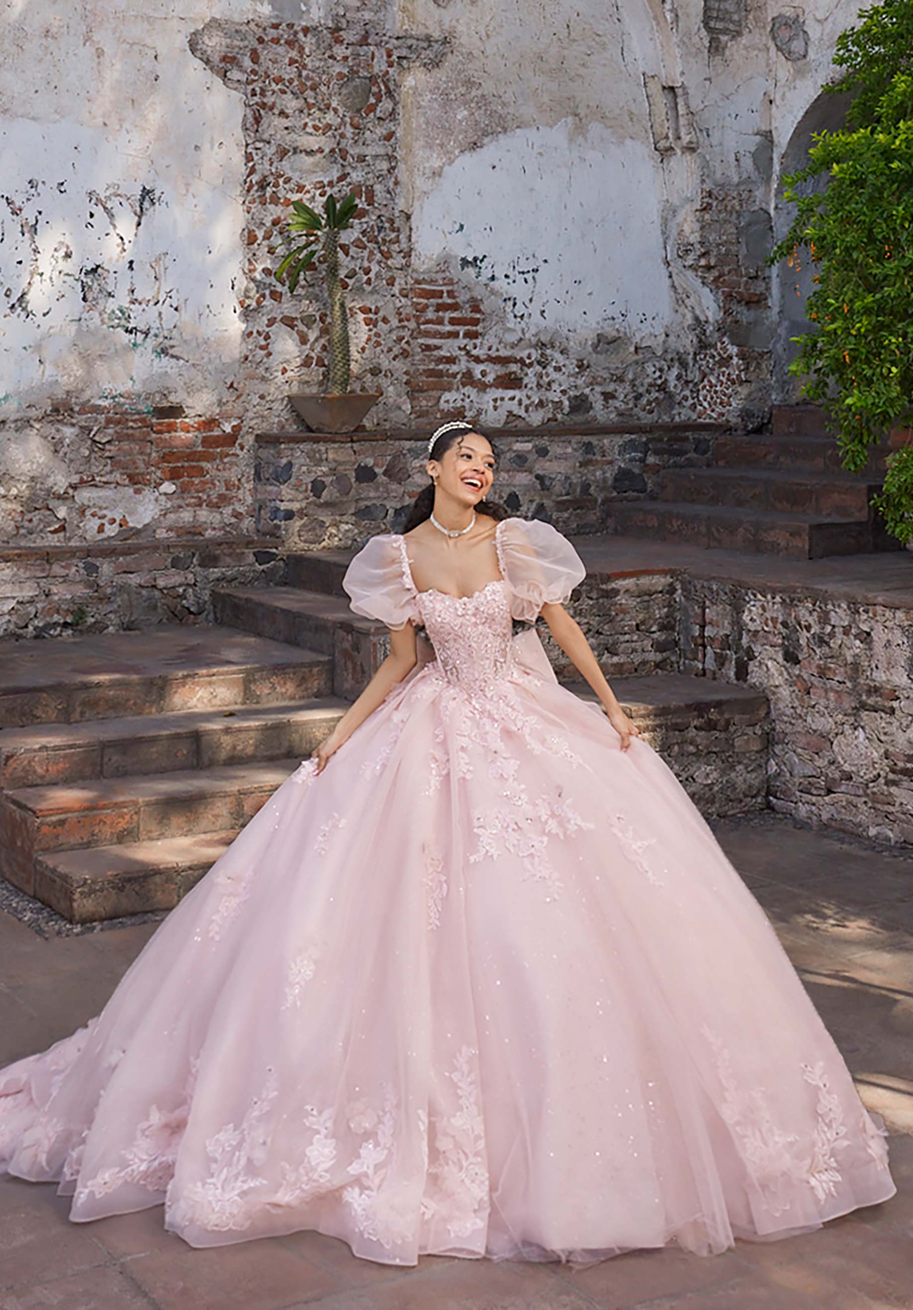 Off-the-Shoulder Floor-Length Tulle Quinceañera Ball Gown MGNY Madeline Gardner New York 89542