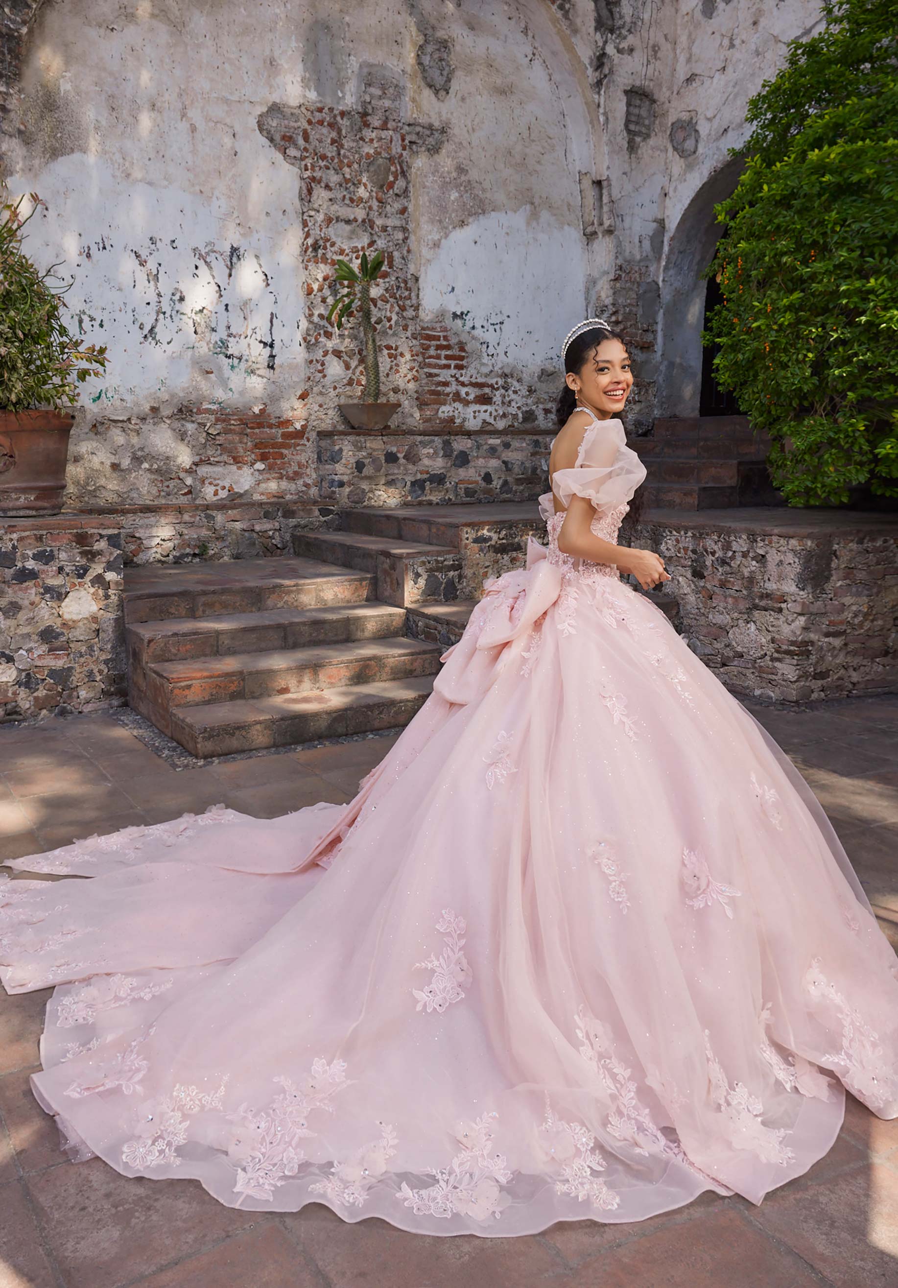 Off-the-Shoulder Floor-Length Tulle Quinceañera Ball Gown MGNY Madeline Gardner New York 89542