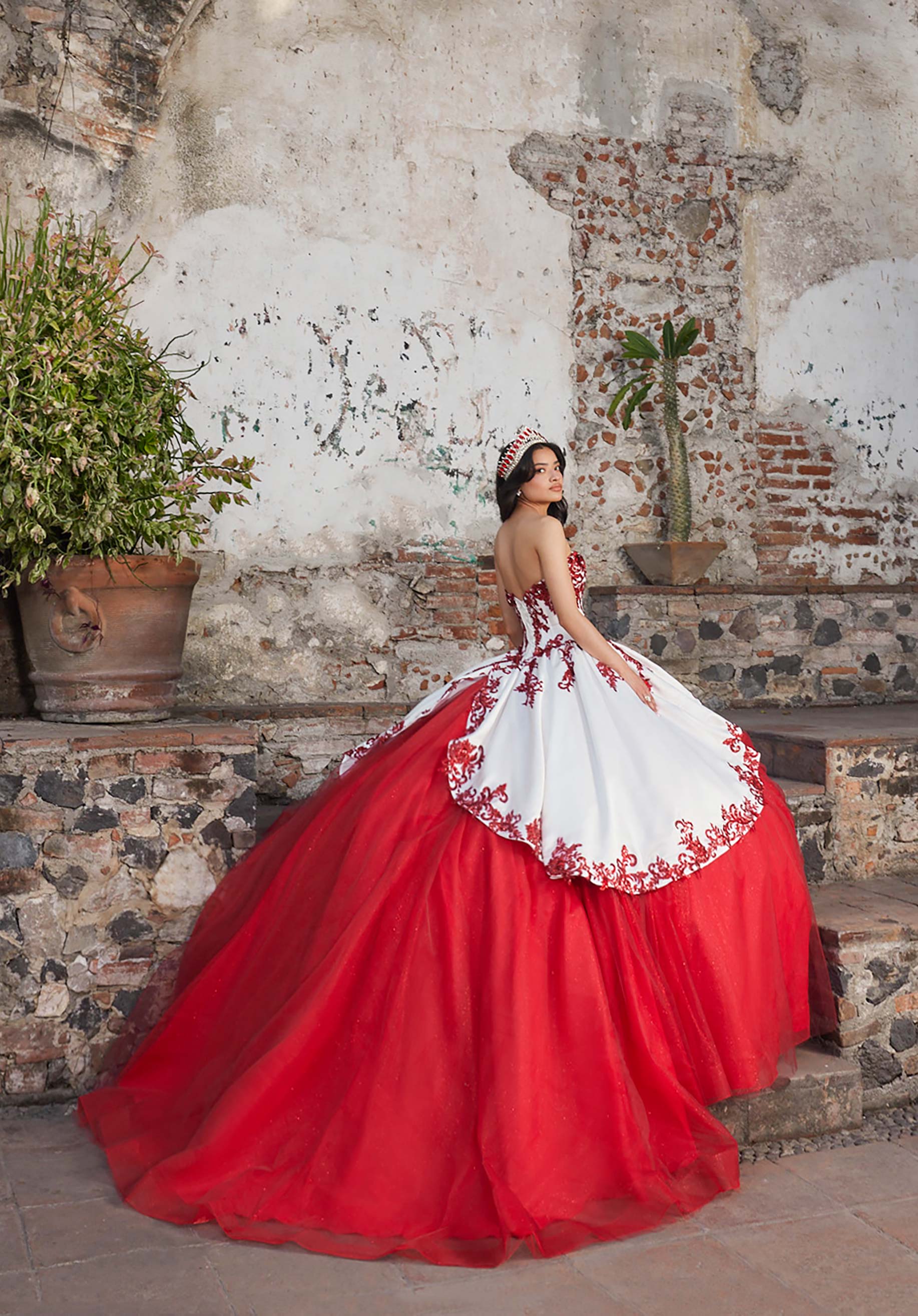 Off-the-Shoulder Floor-Length Tulle Quinceañera Ball Gown MGNY Madeline Gardner New York 89544