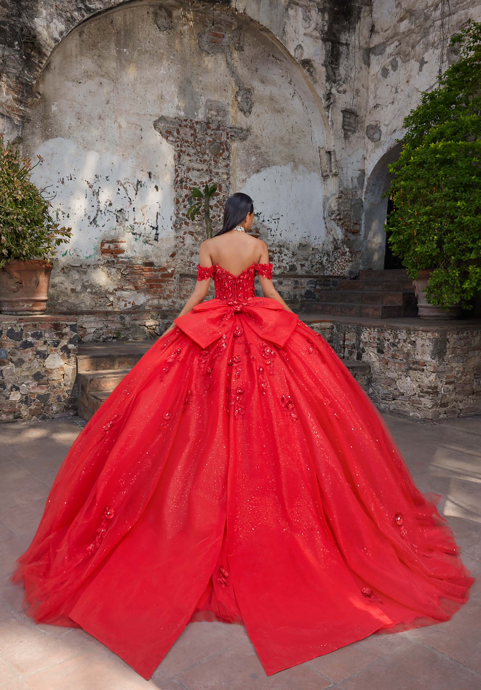 Off-the-Shoulder Floor-Length Tulle Quinceañera Ball Gown MGNY Madeline Gardner New York 89546