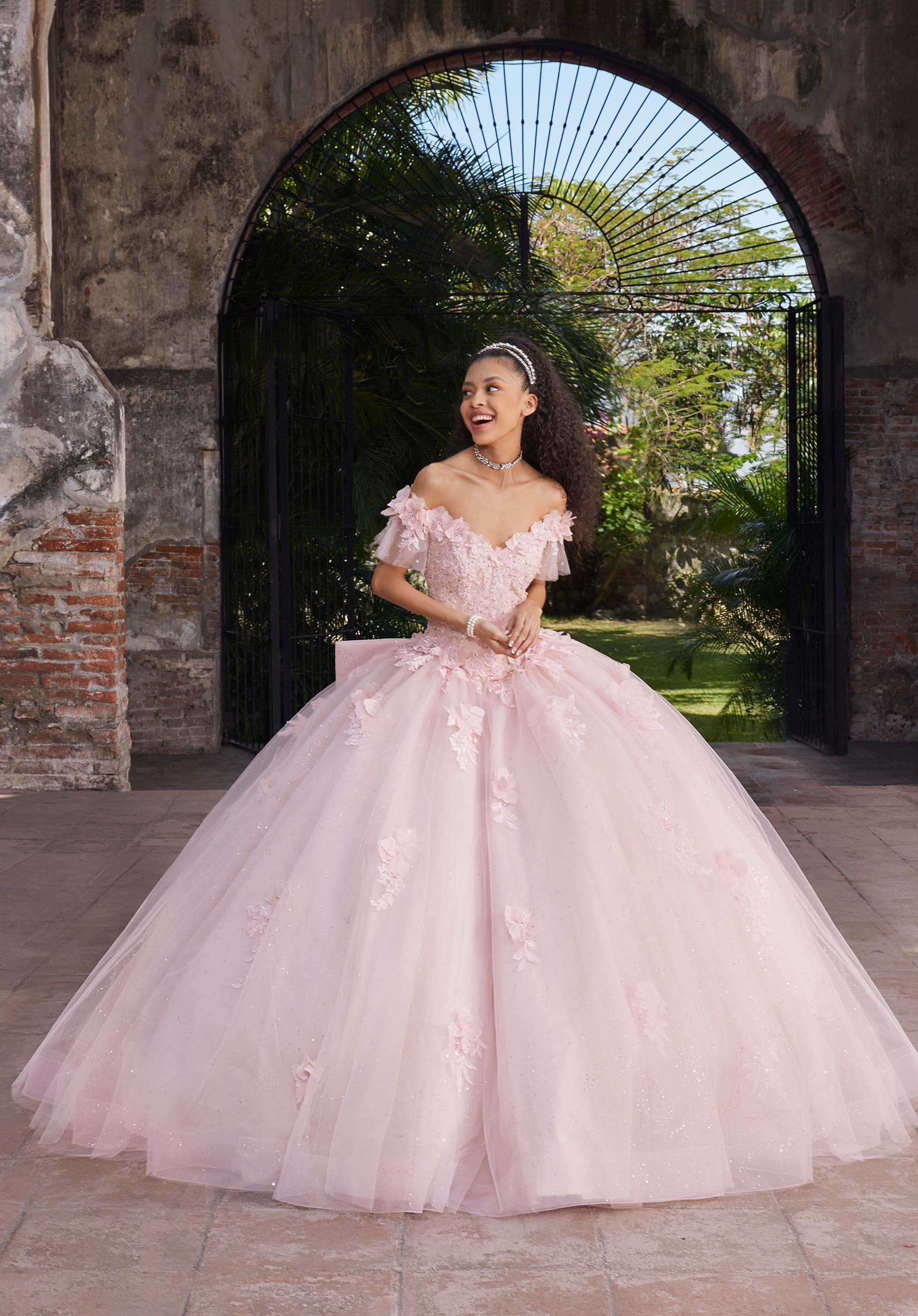 Off-the-Shoulder Tulle Quinceanera Gown – The Dress Outlet