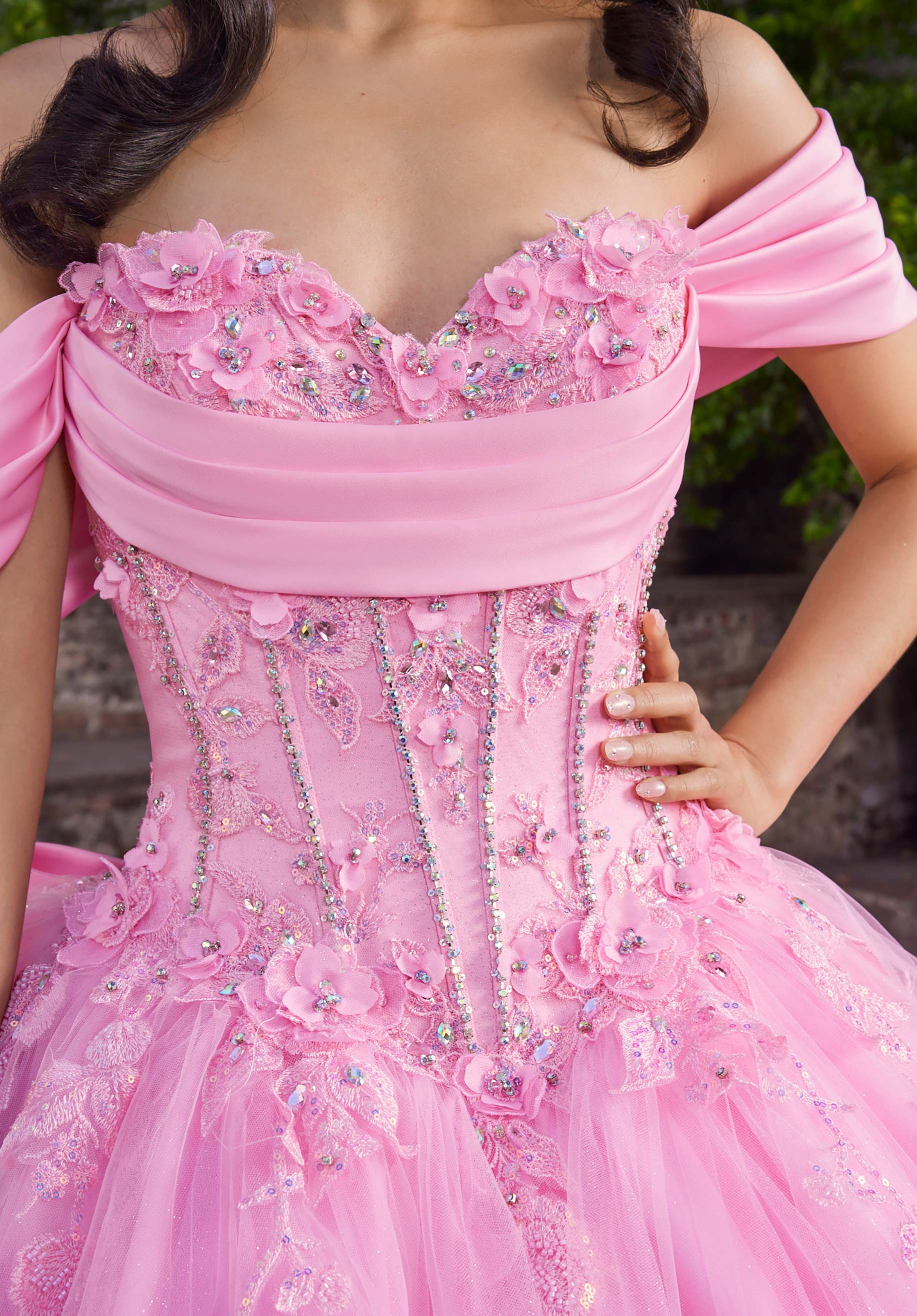 Off-the-Shoulder Floor-Length Tulle Quinceañera Ball Gown MGNY Madeline Gardner New York 89551