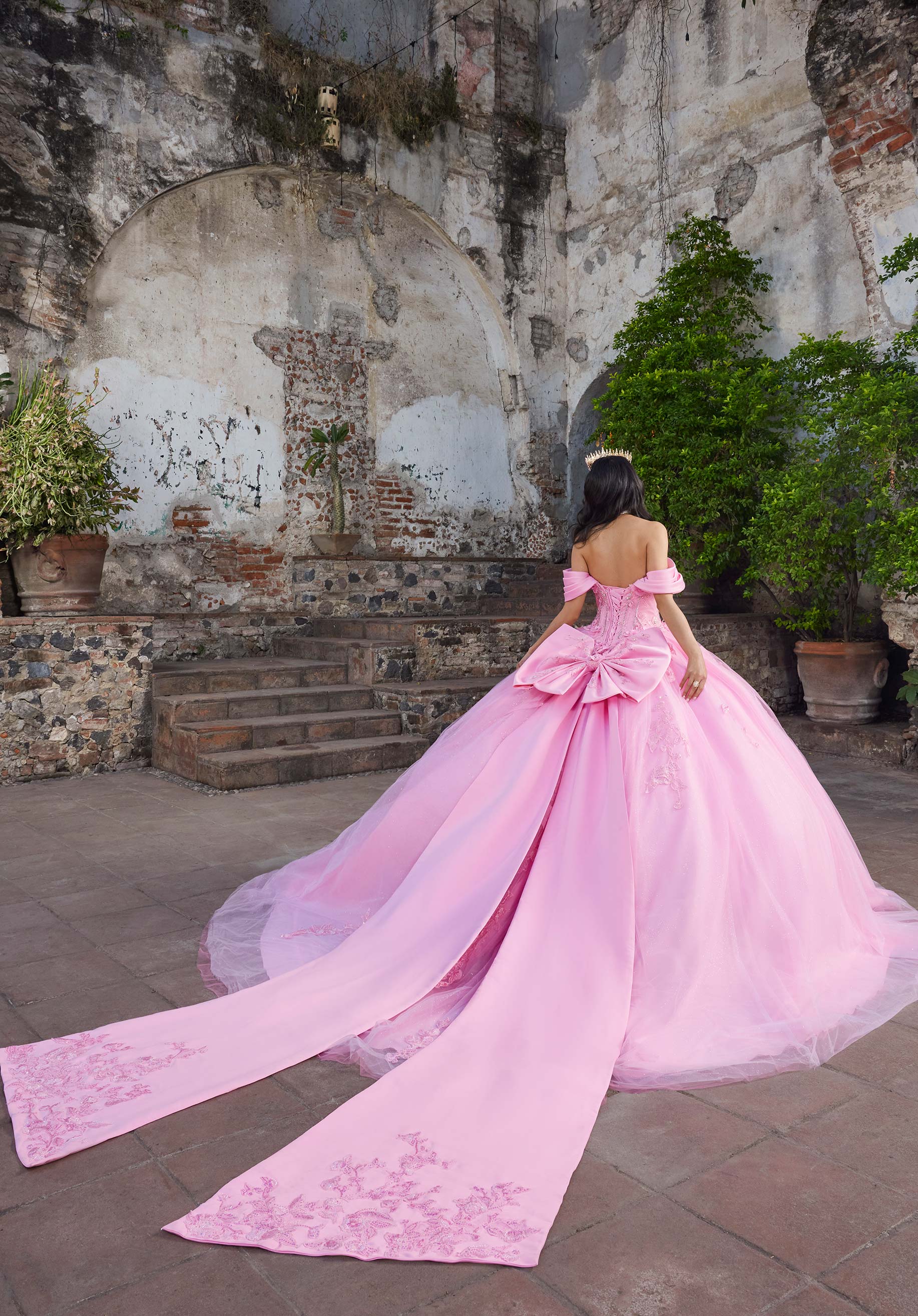Off-the-Shoulder Floor-Length Tulle Quinceañera Ball Gown MGNY Madeline Gardner New York 89551