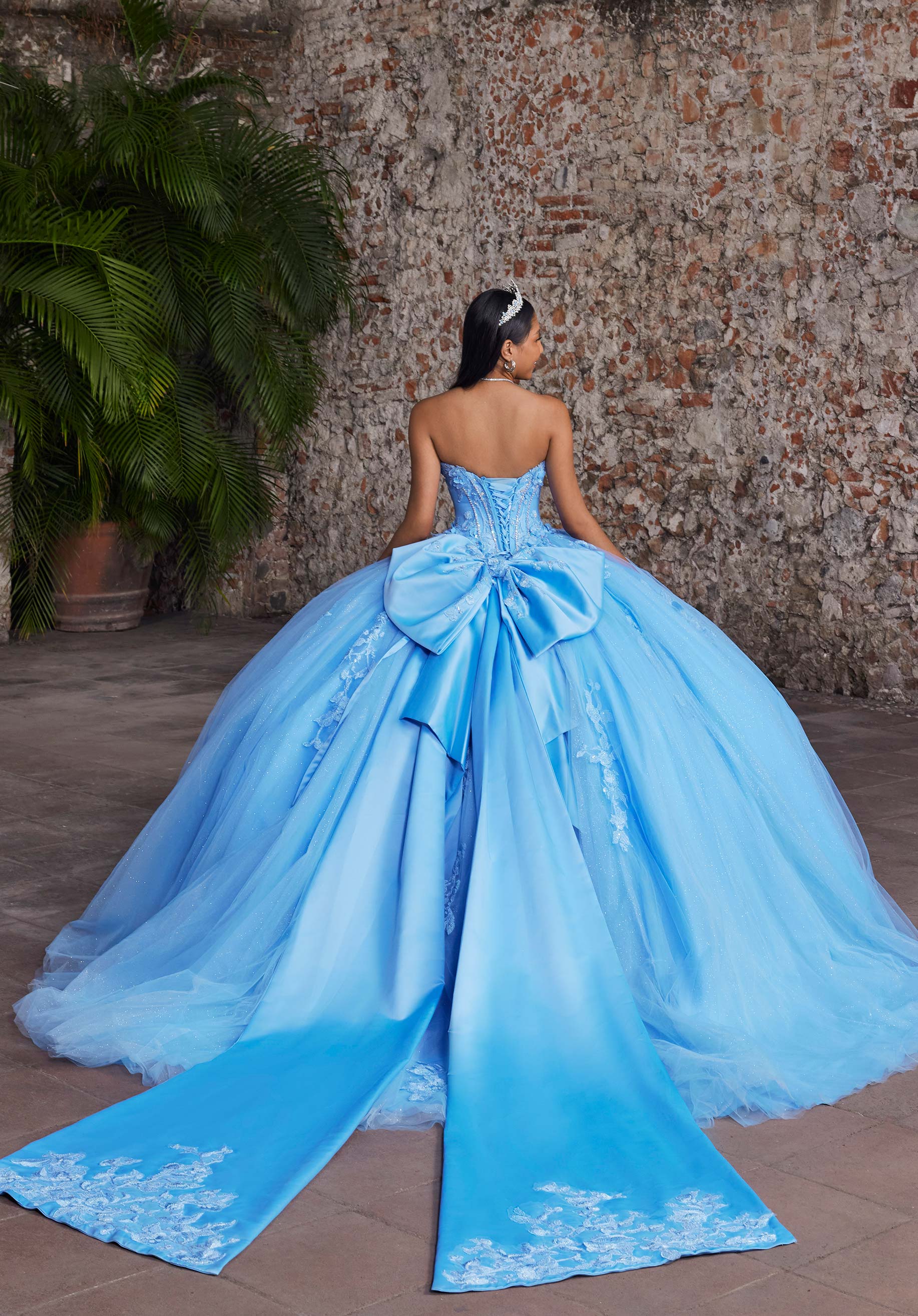 Off-the-Shoulder Floor-Length Tulle Quinceañera Ball Gown MGNY Madeline Gardner New York 89551