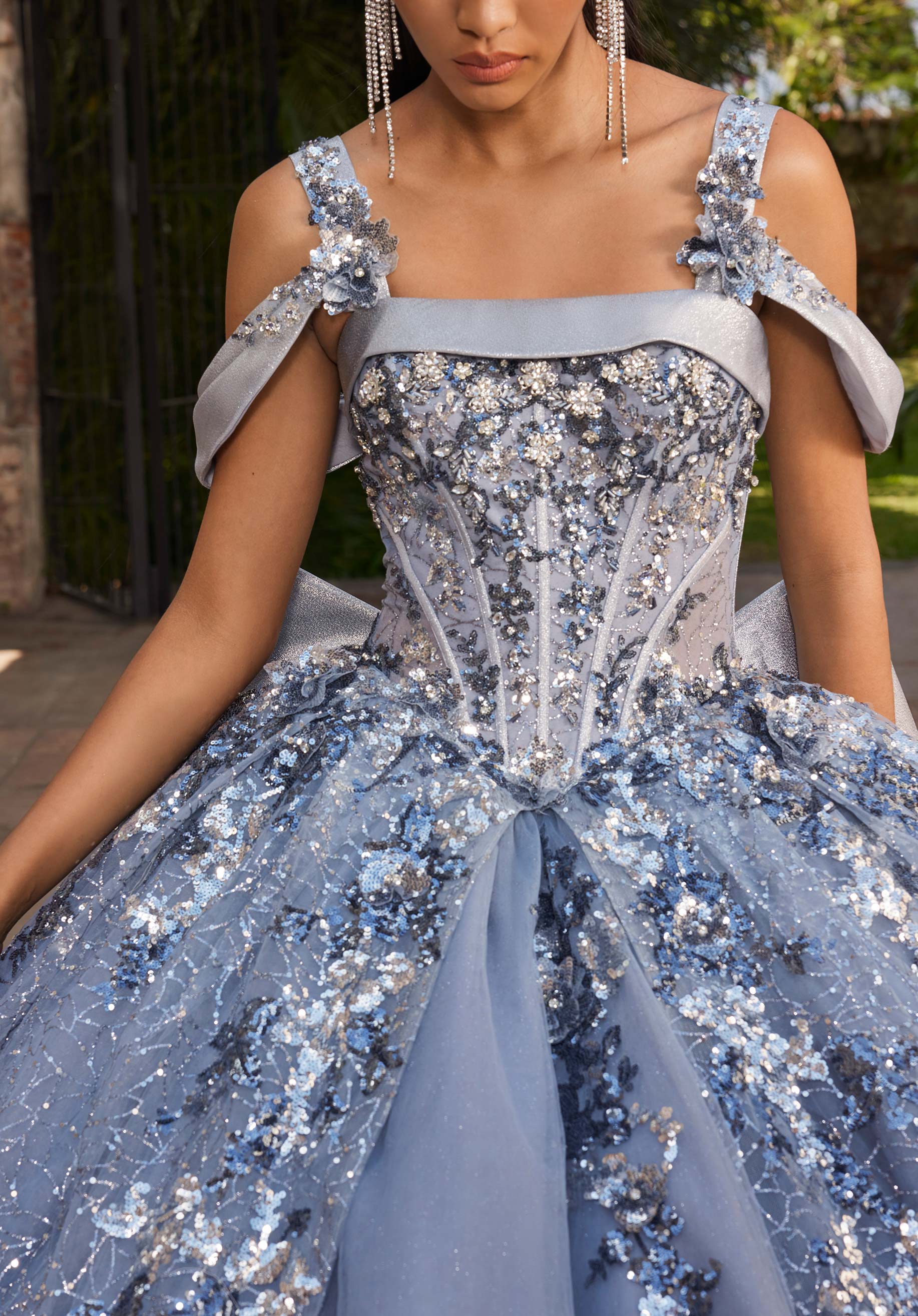 Off-the-Shoulder Floor-Length Tulle Quinceañera Ball Gown MGNY Madeline Gardner New York 89552