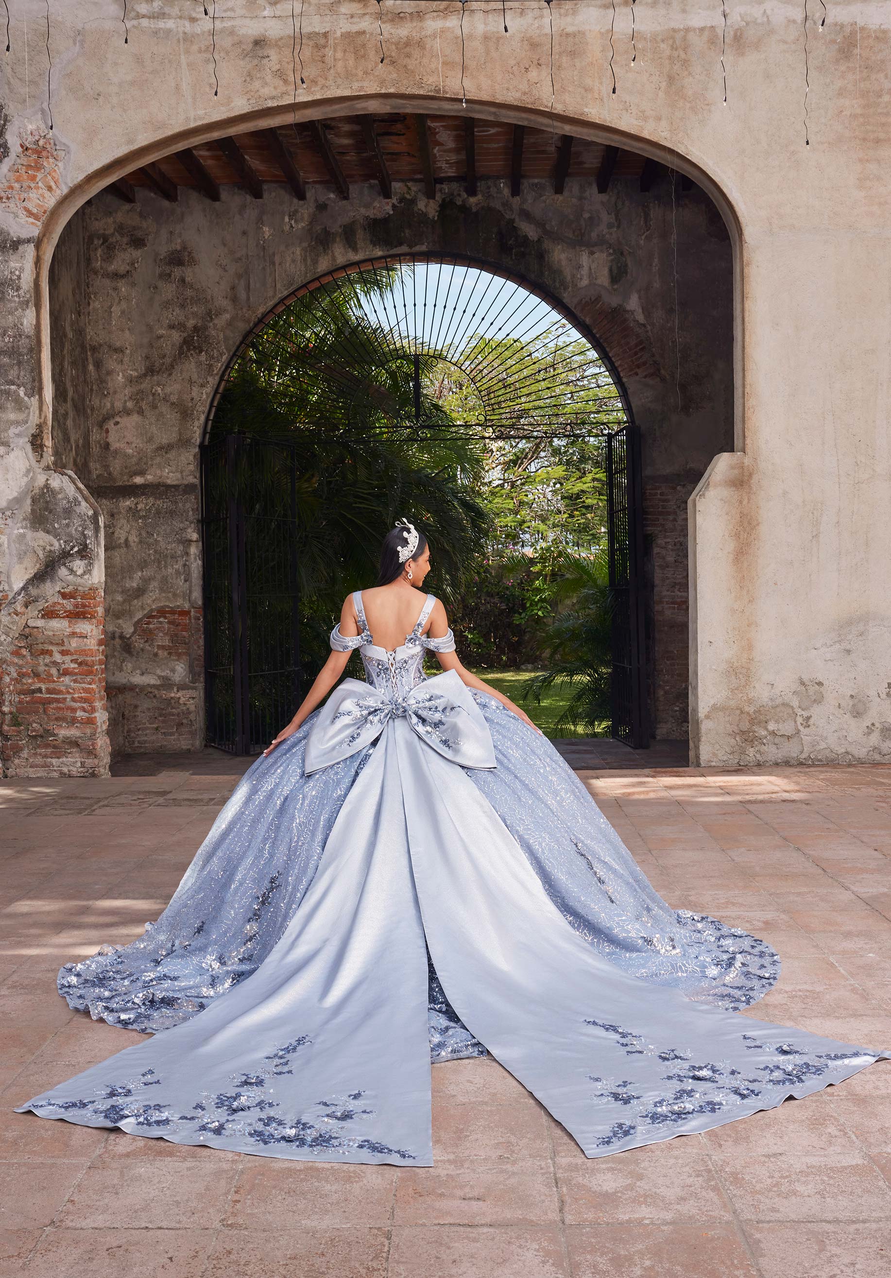 Off-the-Shoulder Floor-Length Tulle Quinceañera Ball Gown MGNY Madeline Gardner New York 89552