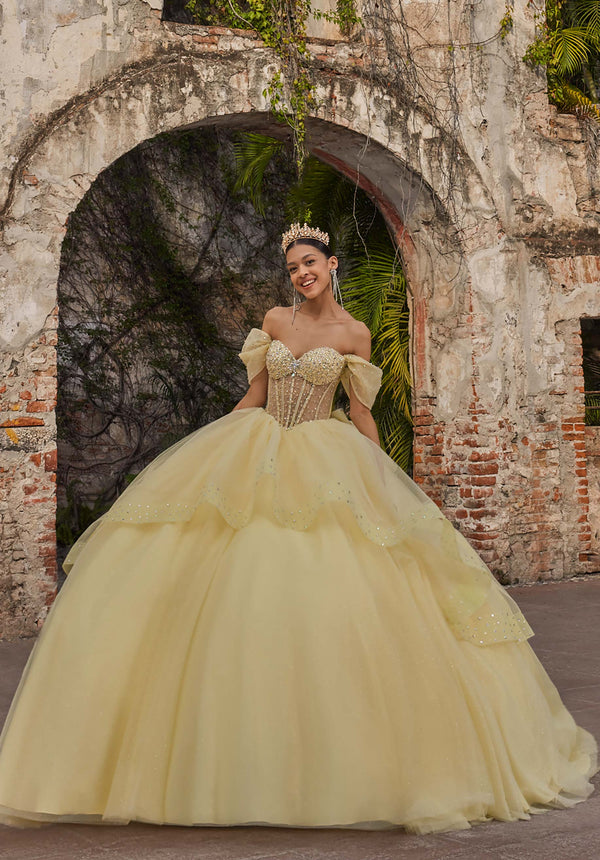 Off-the-Shoulder Floor-Length Tulle Quinceañera Ball Gown MGNY Madeline Gardner New York 89554
