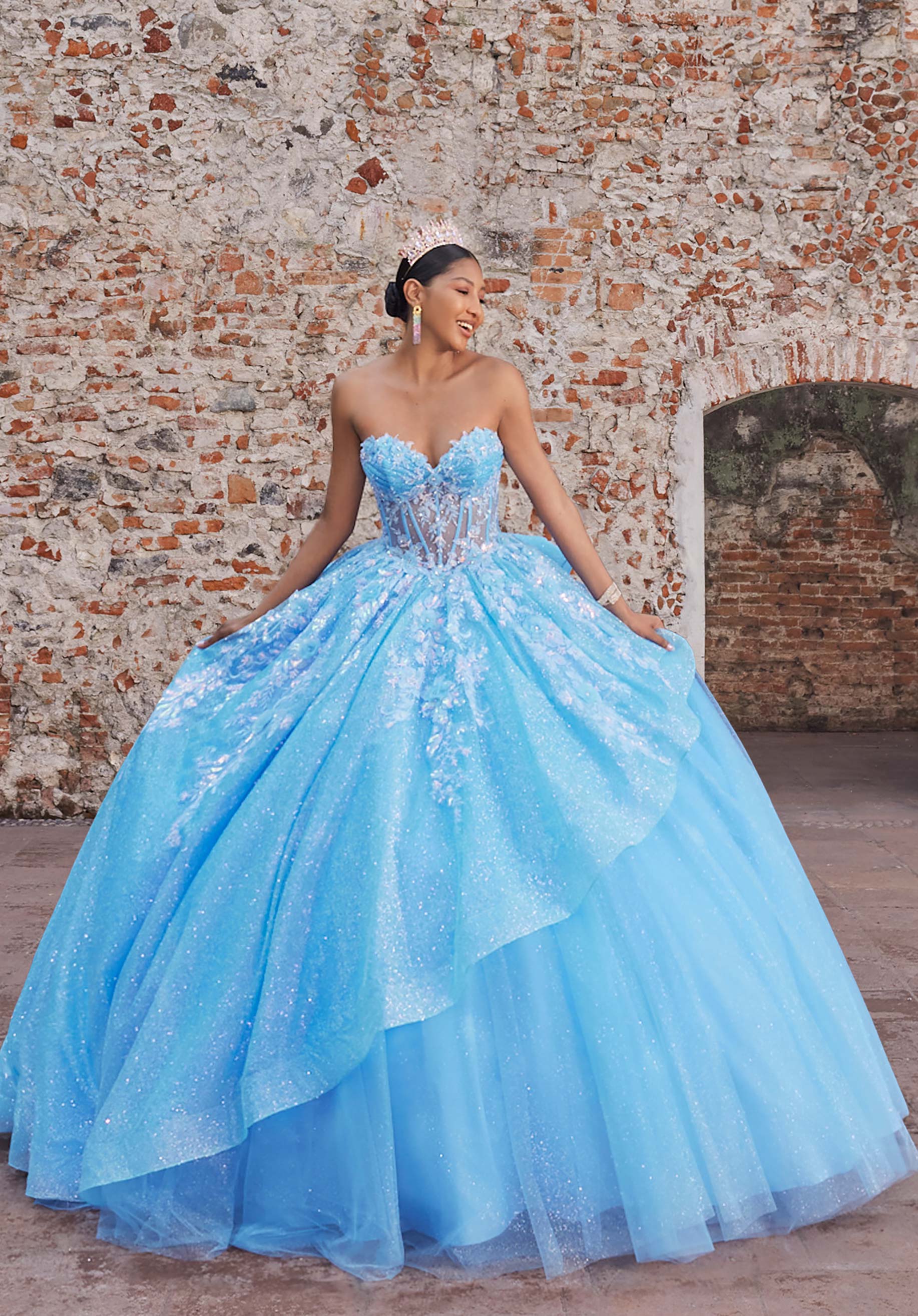 Sweetheart Floor-Length Tulle Quinceañera Ball Gown MGNY Madeline Gardner New York 89555
