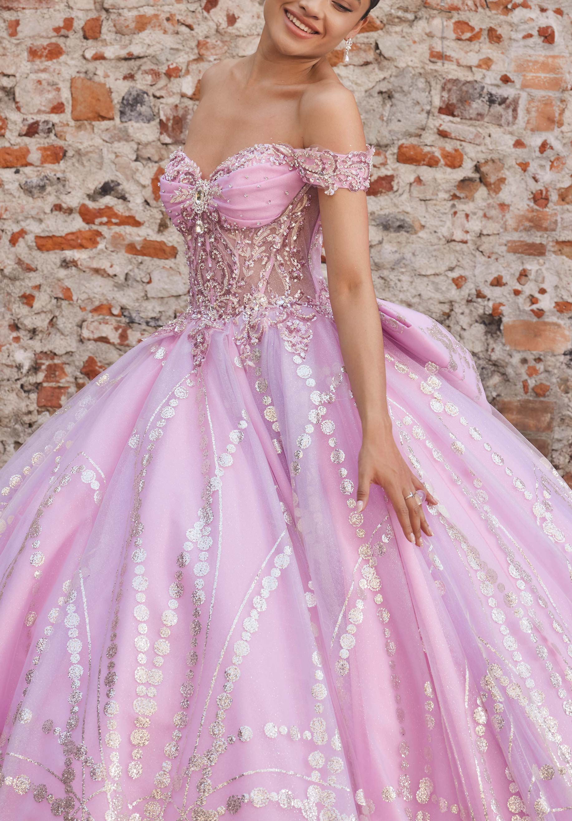 Off-the-Shoulder Floor-Length Tulle Quinceañera Ball Gown MGNY Madeline Gardner New York 89557