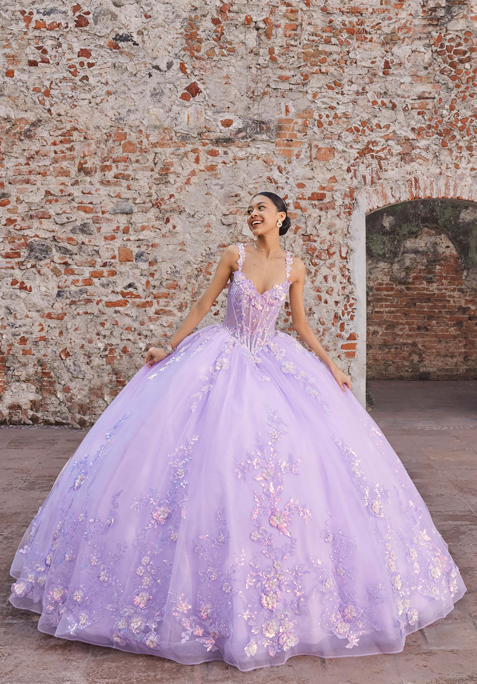 Off-the-Shoulder Floor-Length Tulle Quinceañera Ball Gown MGNY Madeline Gardner New York 89565