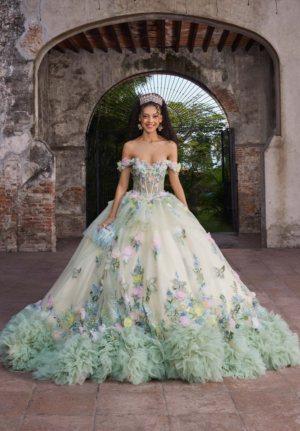 Off-the-Shoulder Floor-Length Tulle Quinceañera Ball Gown MGNY Madeline Gardner New York 89566