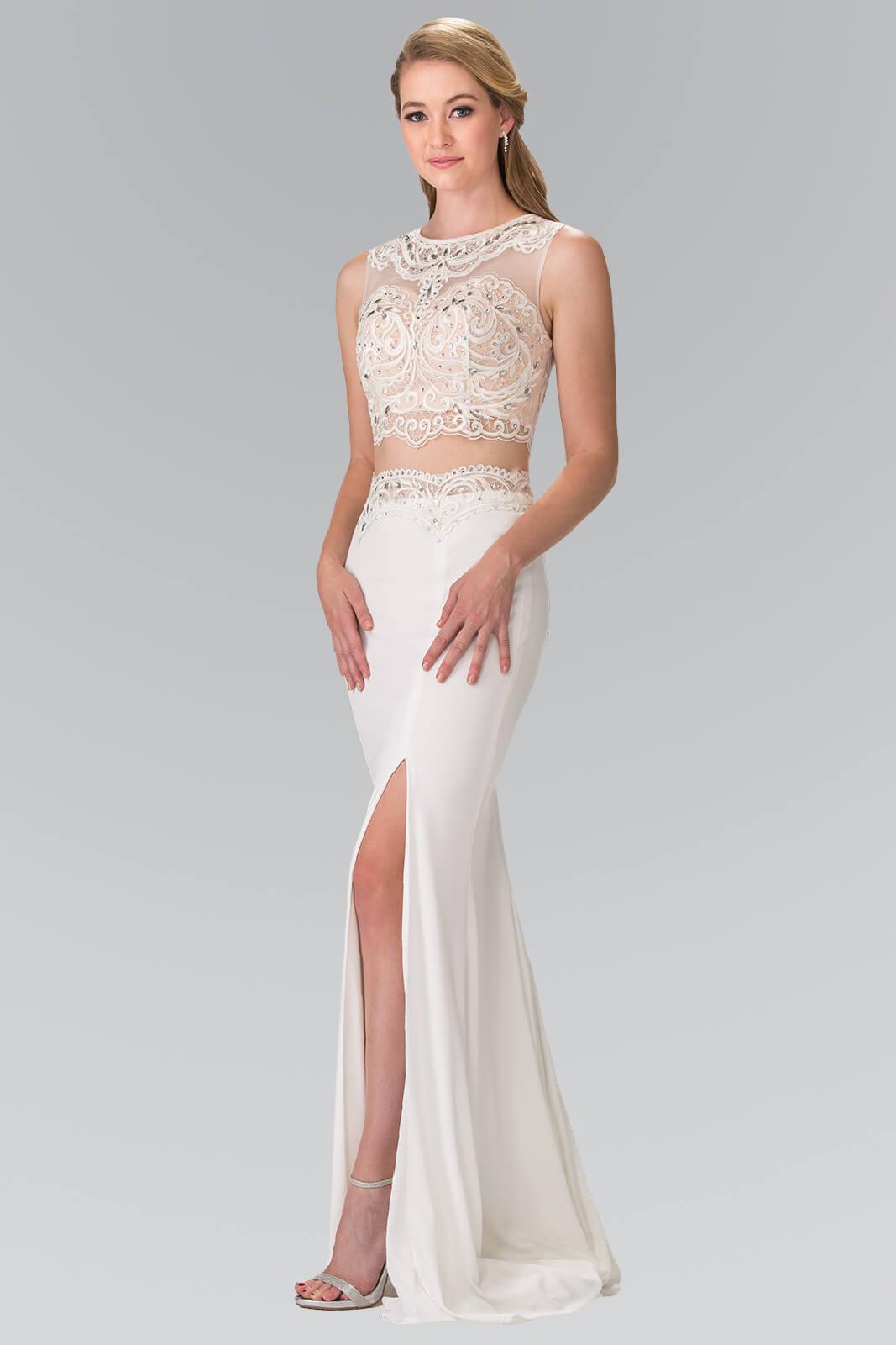 Prom 2 Piece Long Formal Dress Sleeveless Lace  Gown - The Dress Outlet Elizabeth K