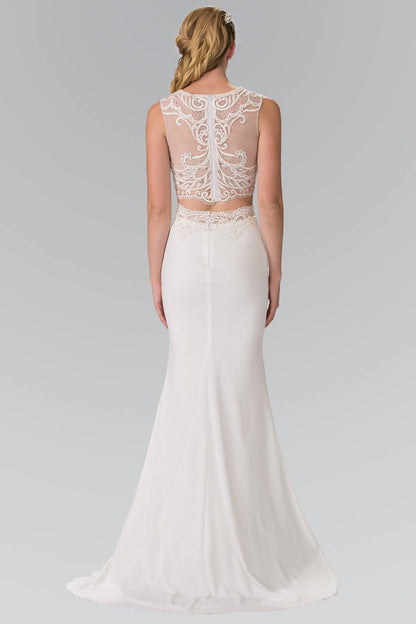 Prom 2 Piece Long Formal Dress Sleeveless Lace  Gown - The Dress Outlet Elizabeth K