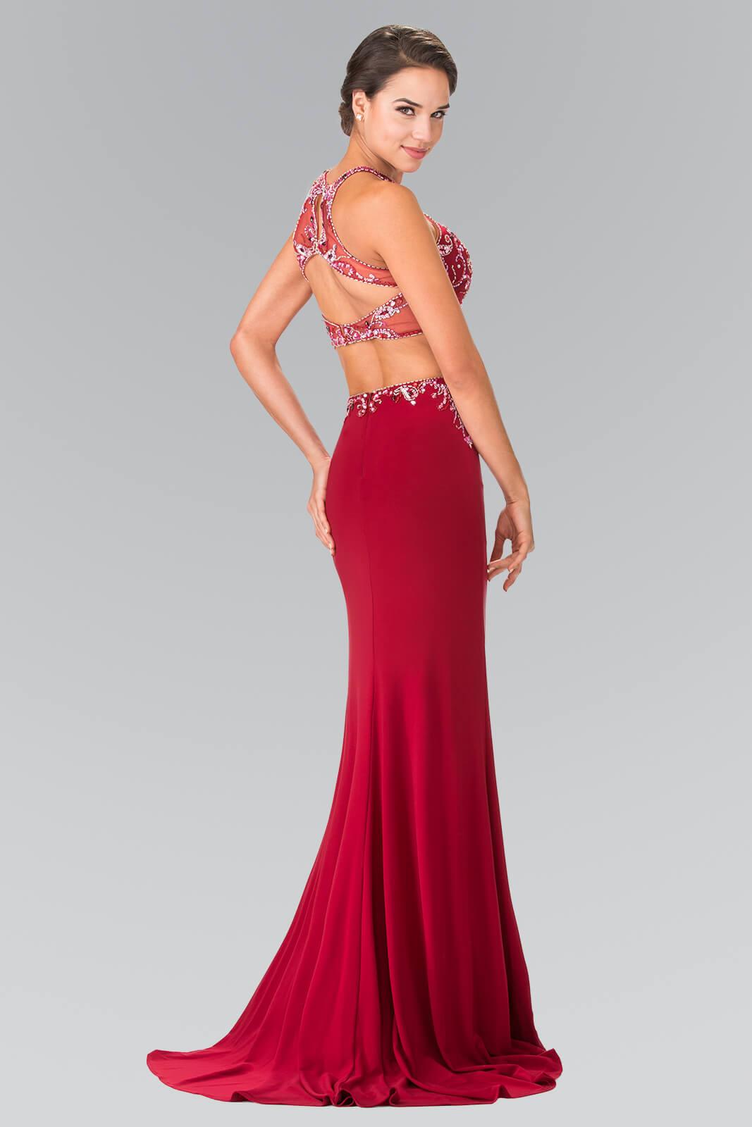 Prom 2 Piece Sexy Halter Evening Gown - The Dress Outlet Elizabeth K