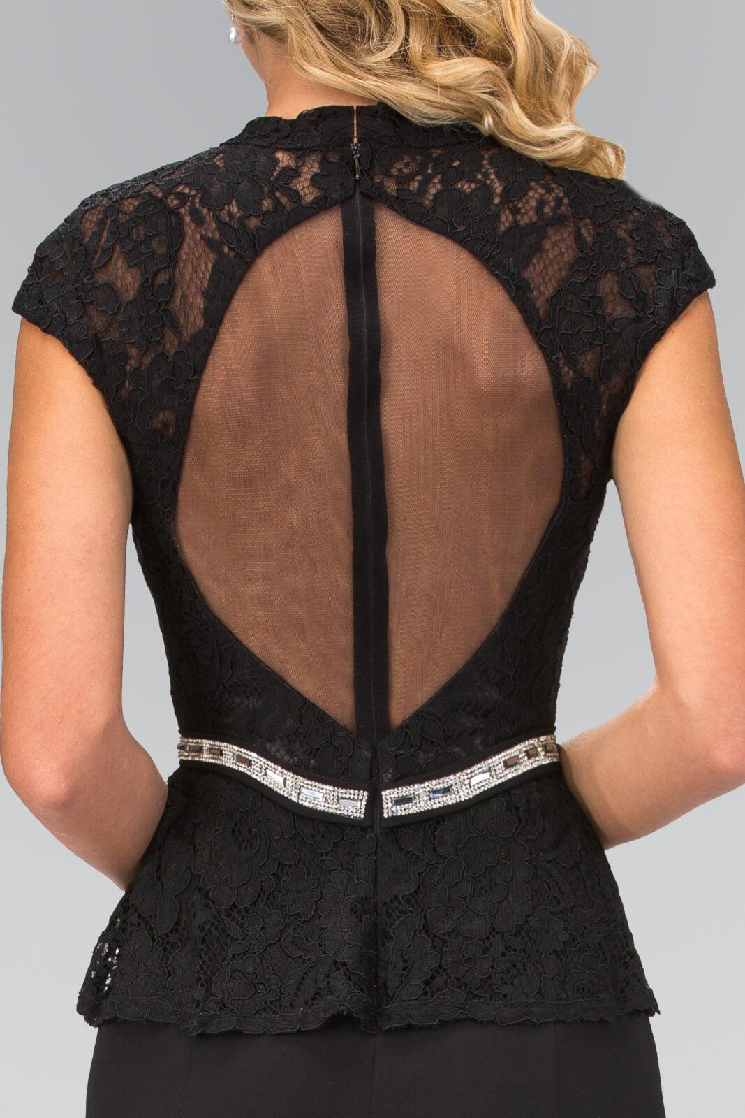 Prom Cap Sleeve Peplum Evening Long Dress - The Dress Outlet Elizabeth K