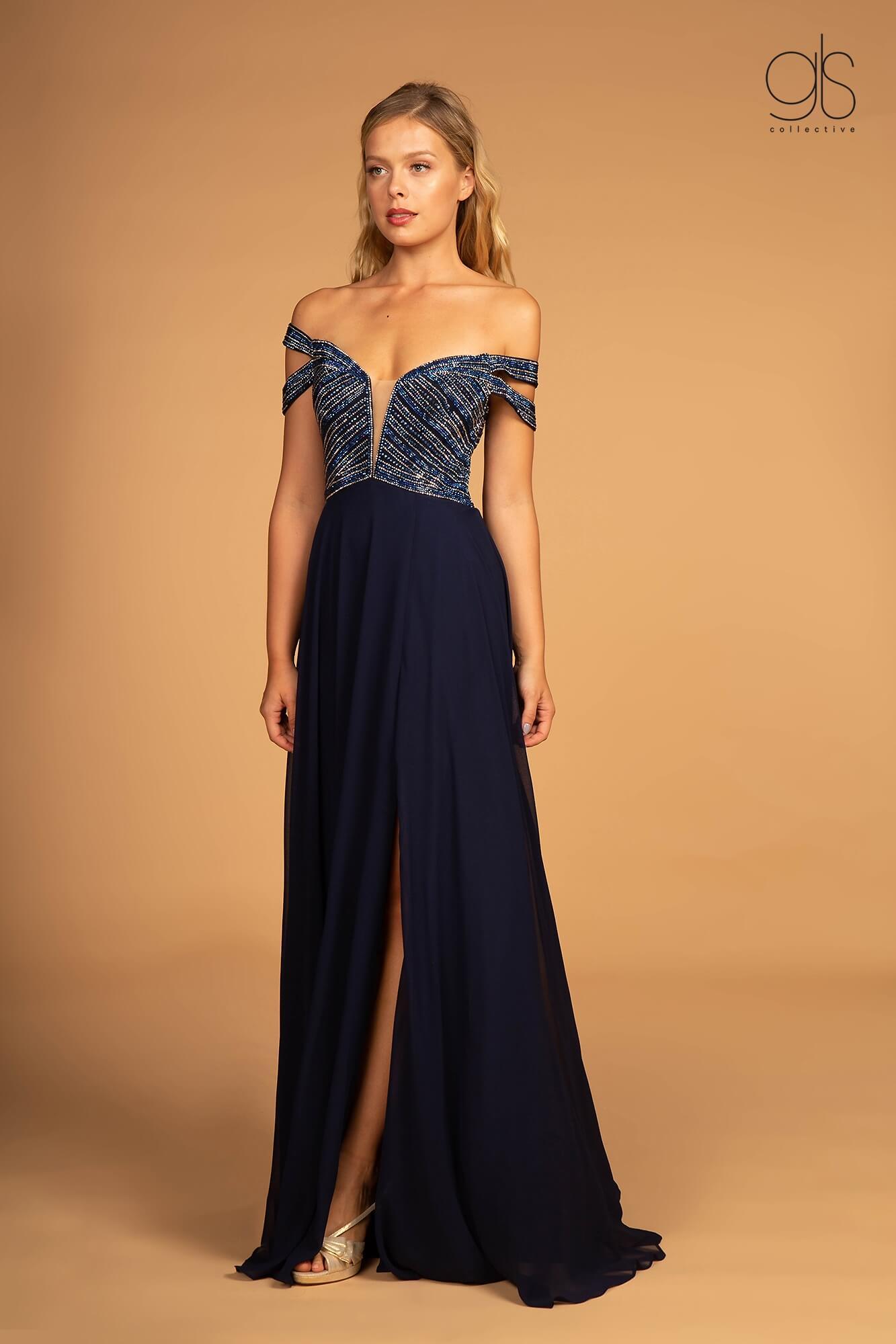 Prom Chiffon Off the Shoulder Evening Dress