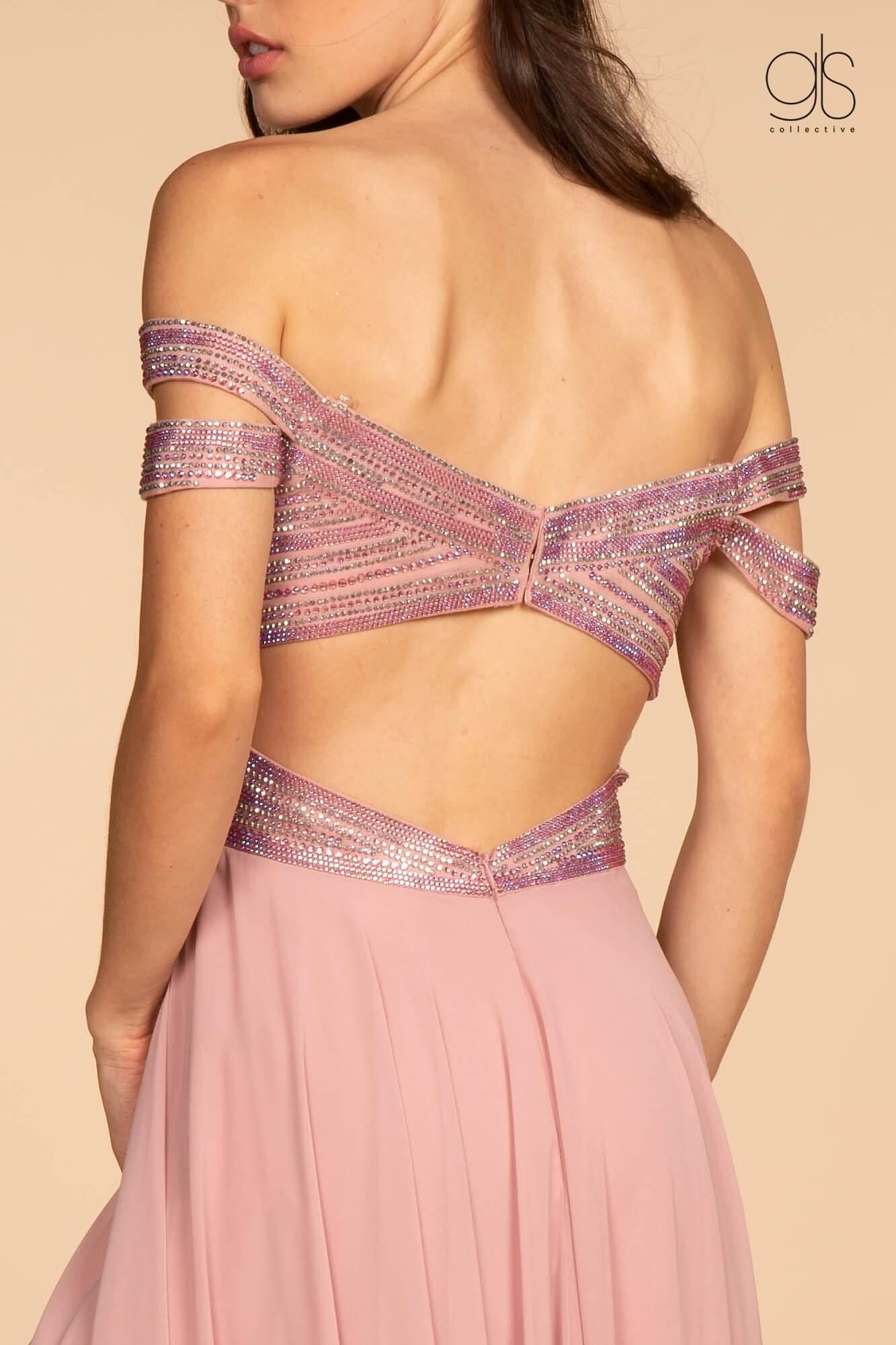 Prom Chiffon Off the Shoulder Evening Dress