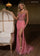 Prom Dresses Beaded Long Slit Glitter Formal Prom Dress Deep Blush