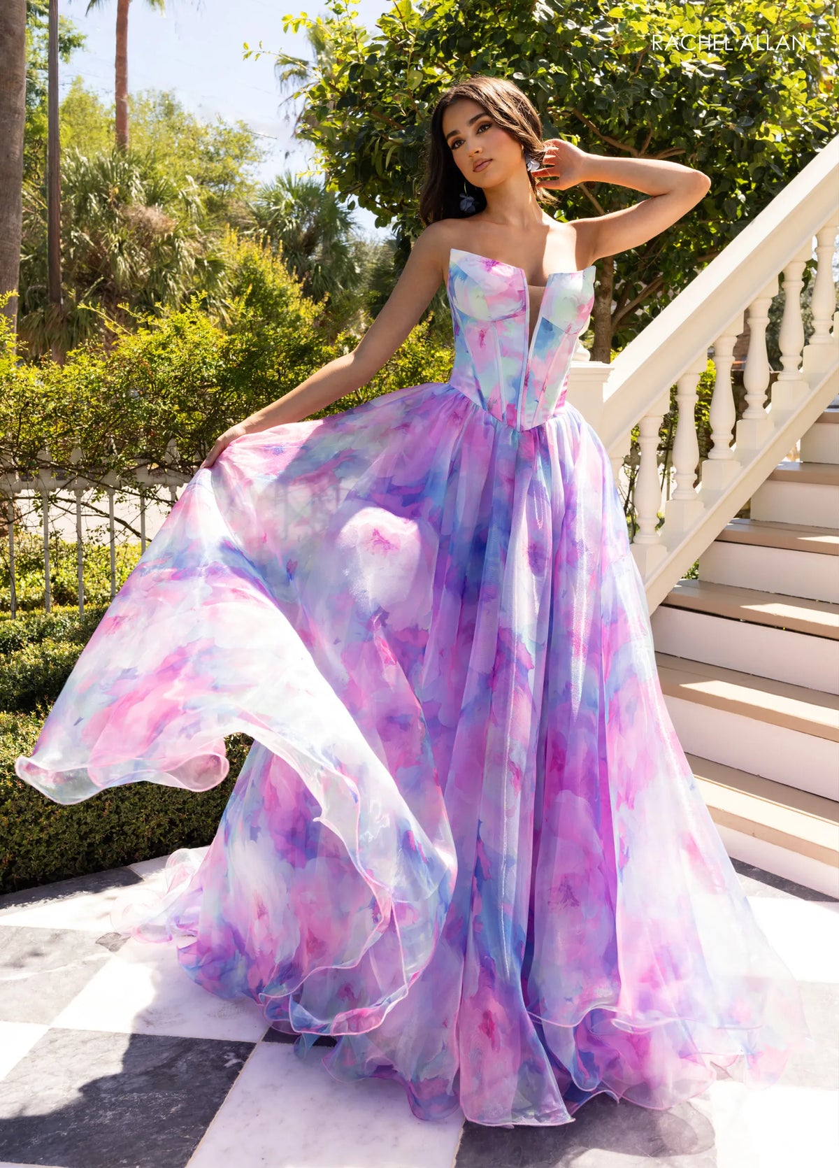 Prom Dresses Long Formal Corset Prom Ball Gown Pink Multi