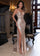 Prom Dresses Long Beaded Fitted Slit Pattern Formal Prom Dress Champagne