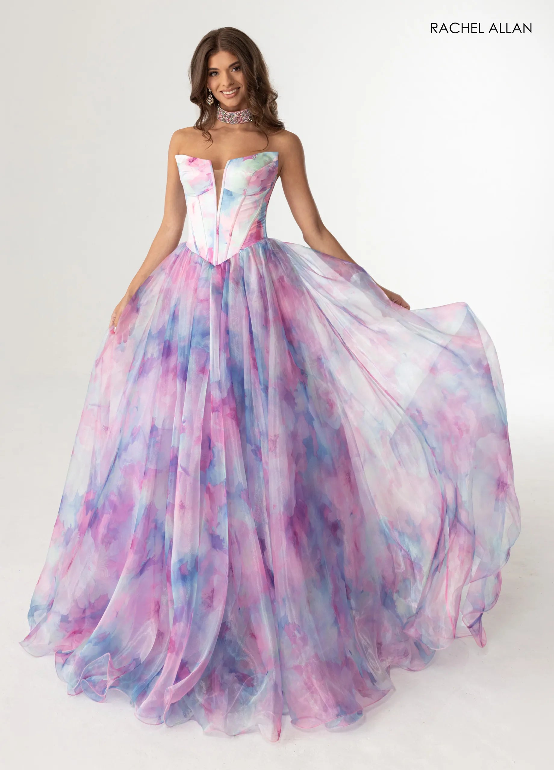 Prom Dresses Long Formal Corset Prom Ball Gown Pink Multi