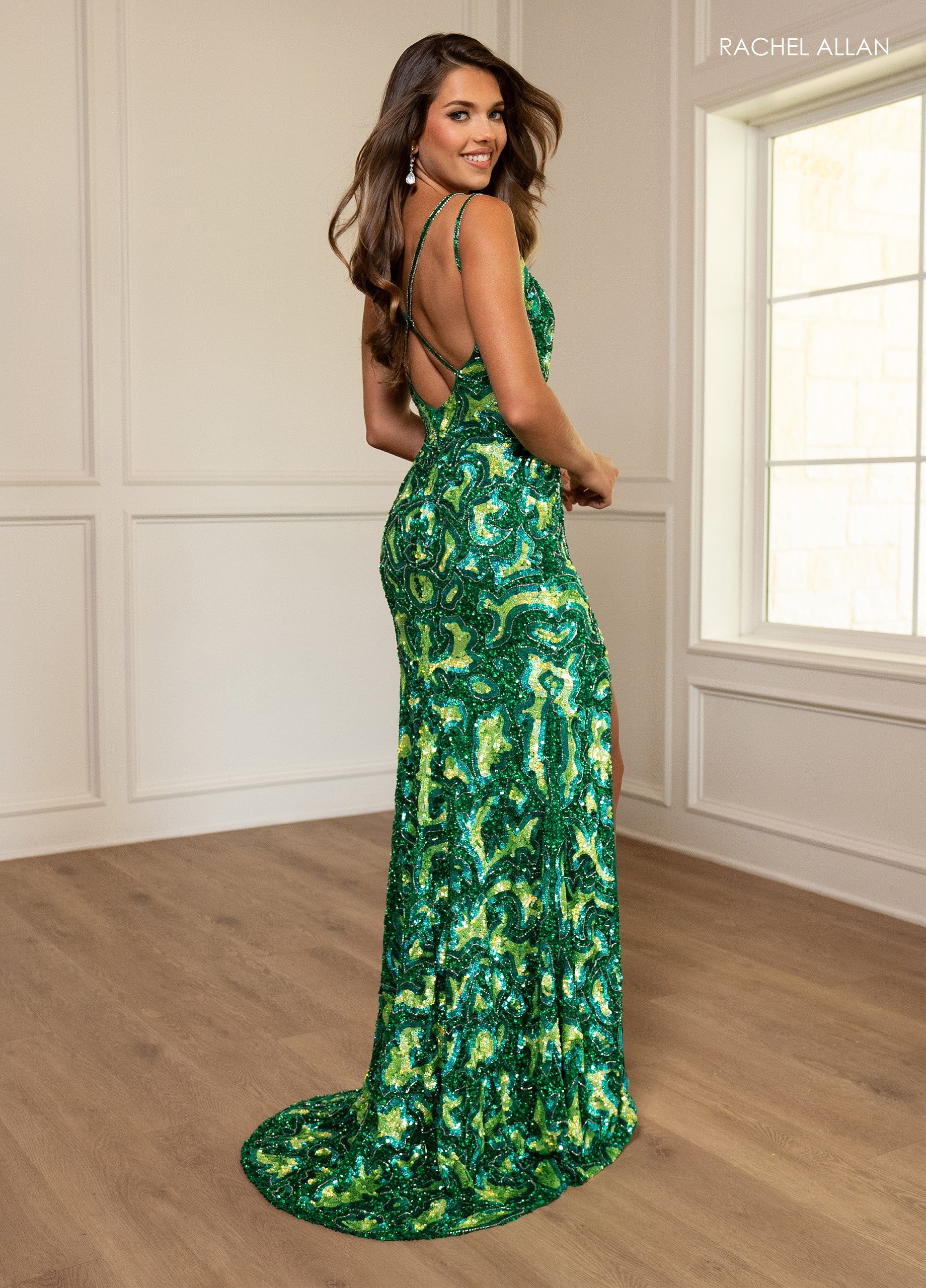 Prom Dresses Prom Fitted Long Formal Beaded Prom Dress Emerald Multi