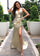 Prom Dresses Long 3D Floral High Slit Formal Prom Dress Gold