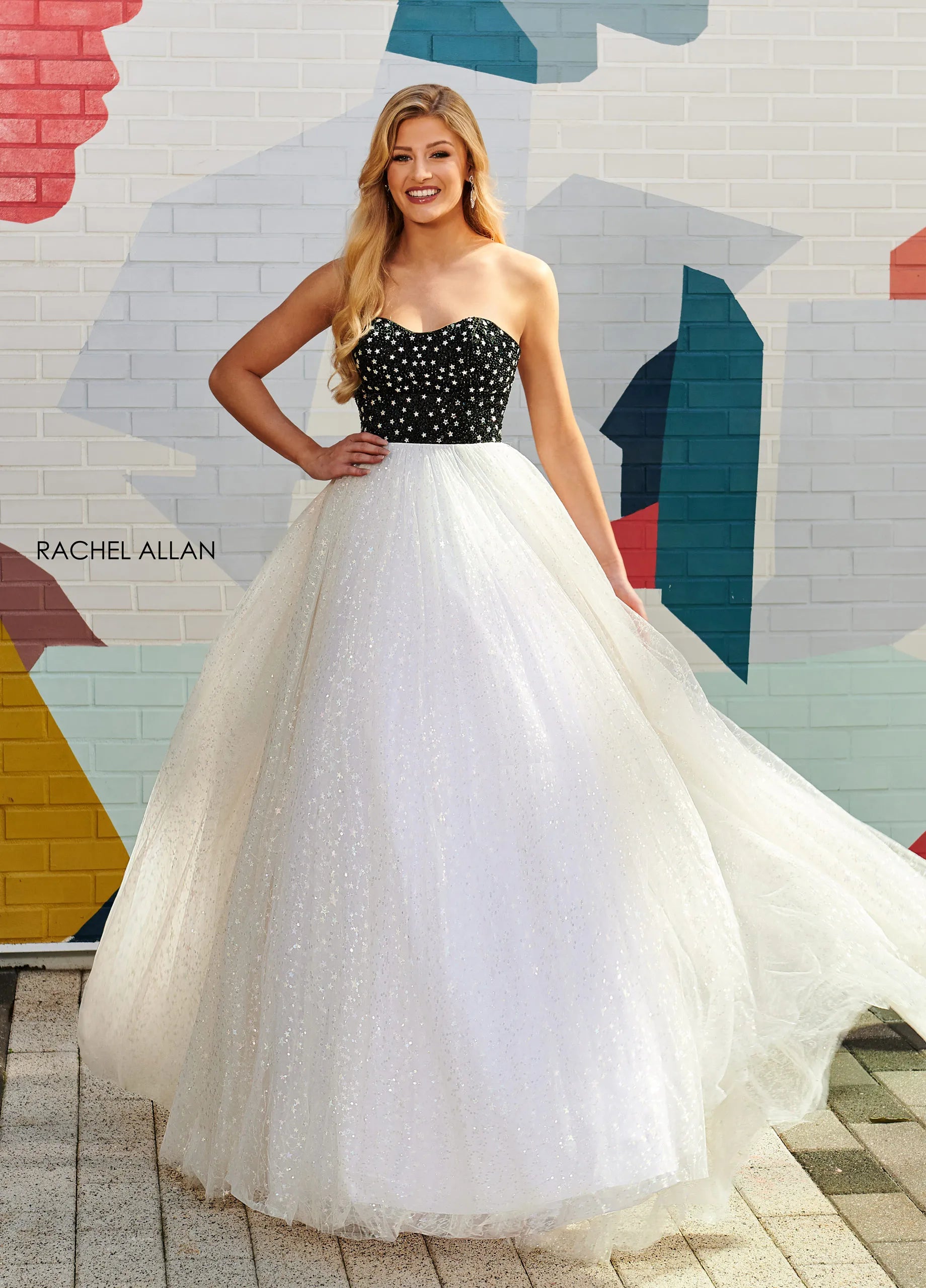Prom Dresses Long Formal Sequin A Line Prom Dress Rachel Allan 70140 Black White