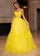 Prom Dresses Long Formal Tiered Ball Gown Pleated Prom Dress Yellow