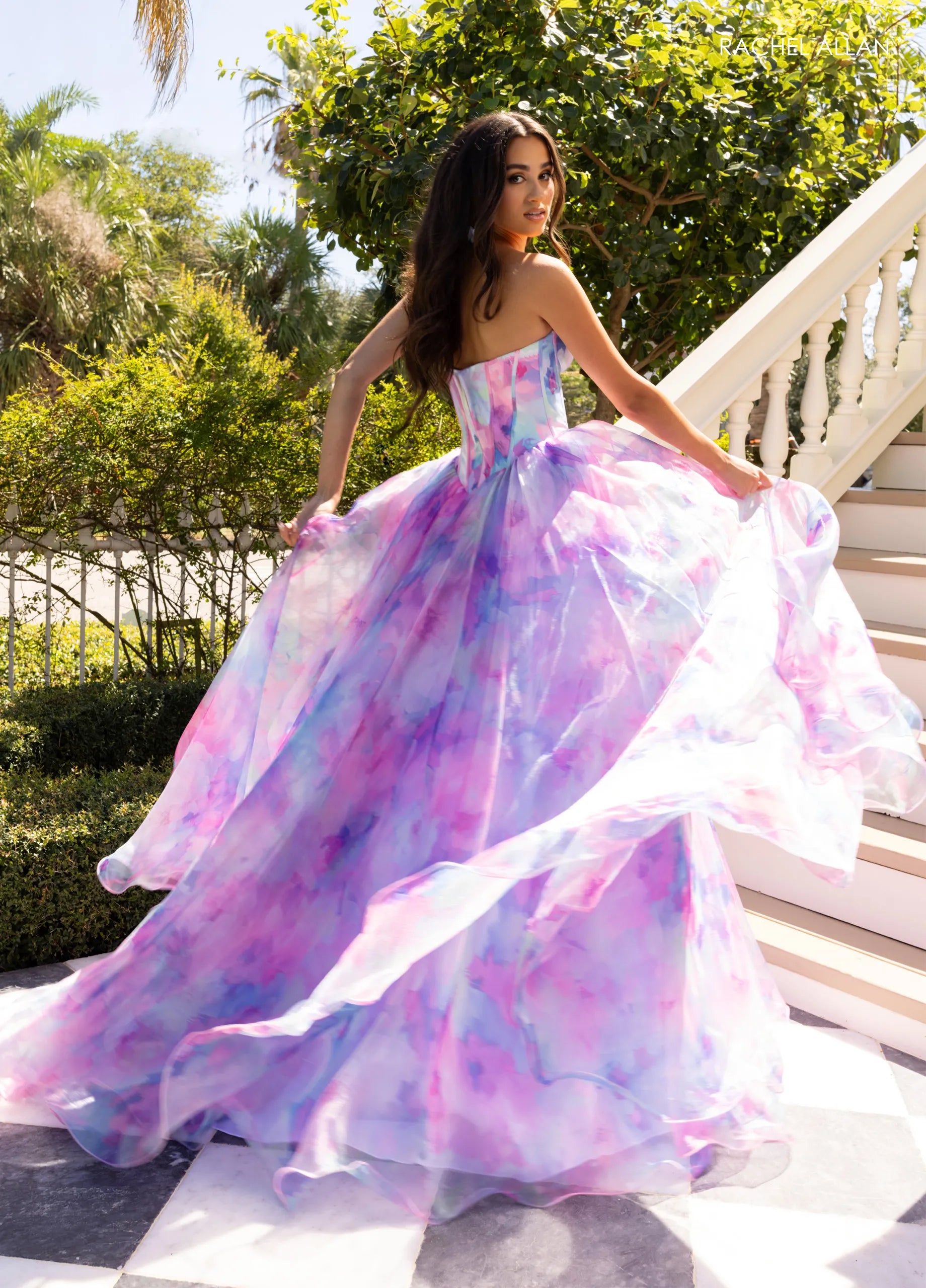 Prom Dresses Long Formal Corset Prom Ball Gown Pink Multi