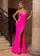 Prom Dresses Prom Beaded High Slit Long Formal Dress Hot Pink