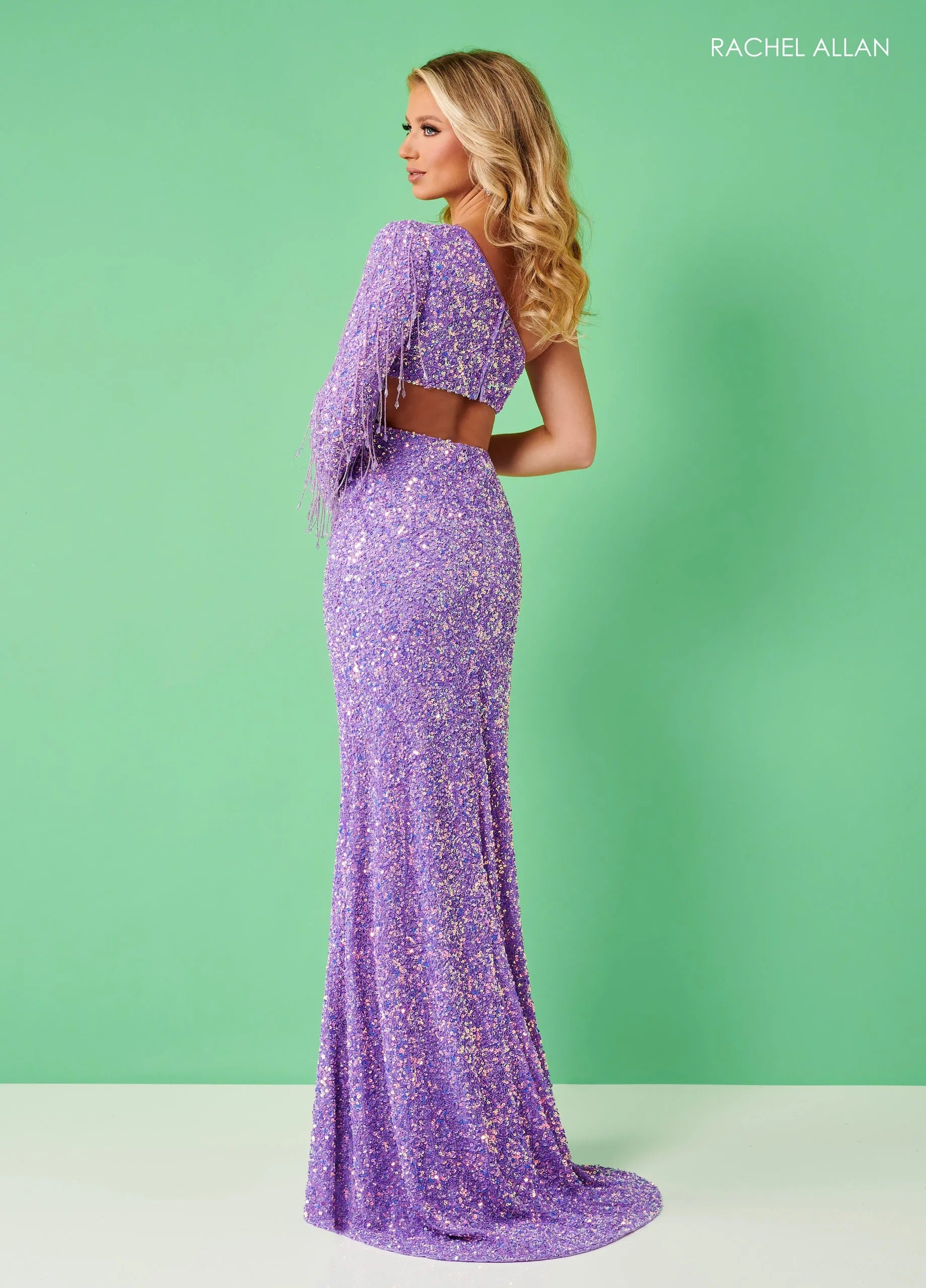 Prom Dresses Formal Beaded Sequin Slit Formal Prom Long Dress Rachel Allan 70378 Lilac