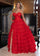 Prom Dresses Long Formal Glitter Layer Slit Prom Dress Red