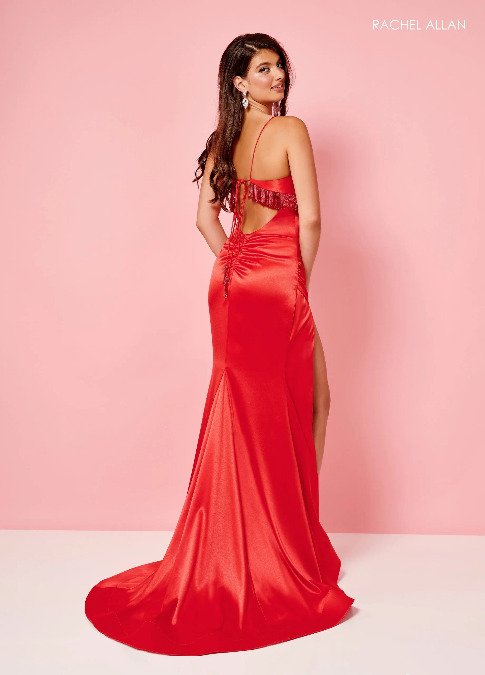Prom Dresses Formal Beaded Long Slit Prom Dress Rachel Allan 70430 Red