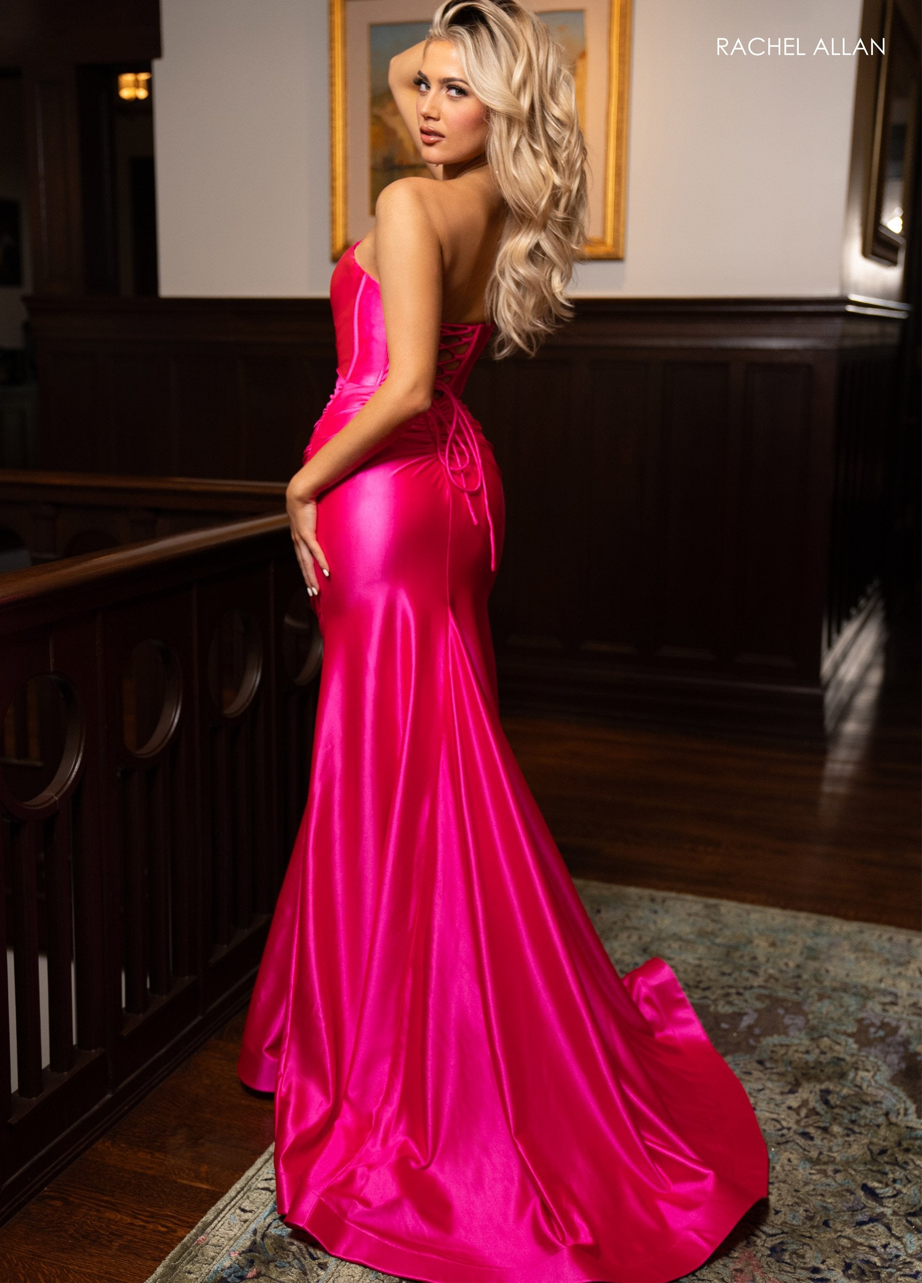 Prom Dresses Prom Fitted Slit Long Formal Corset Dress Hot Pink