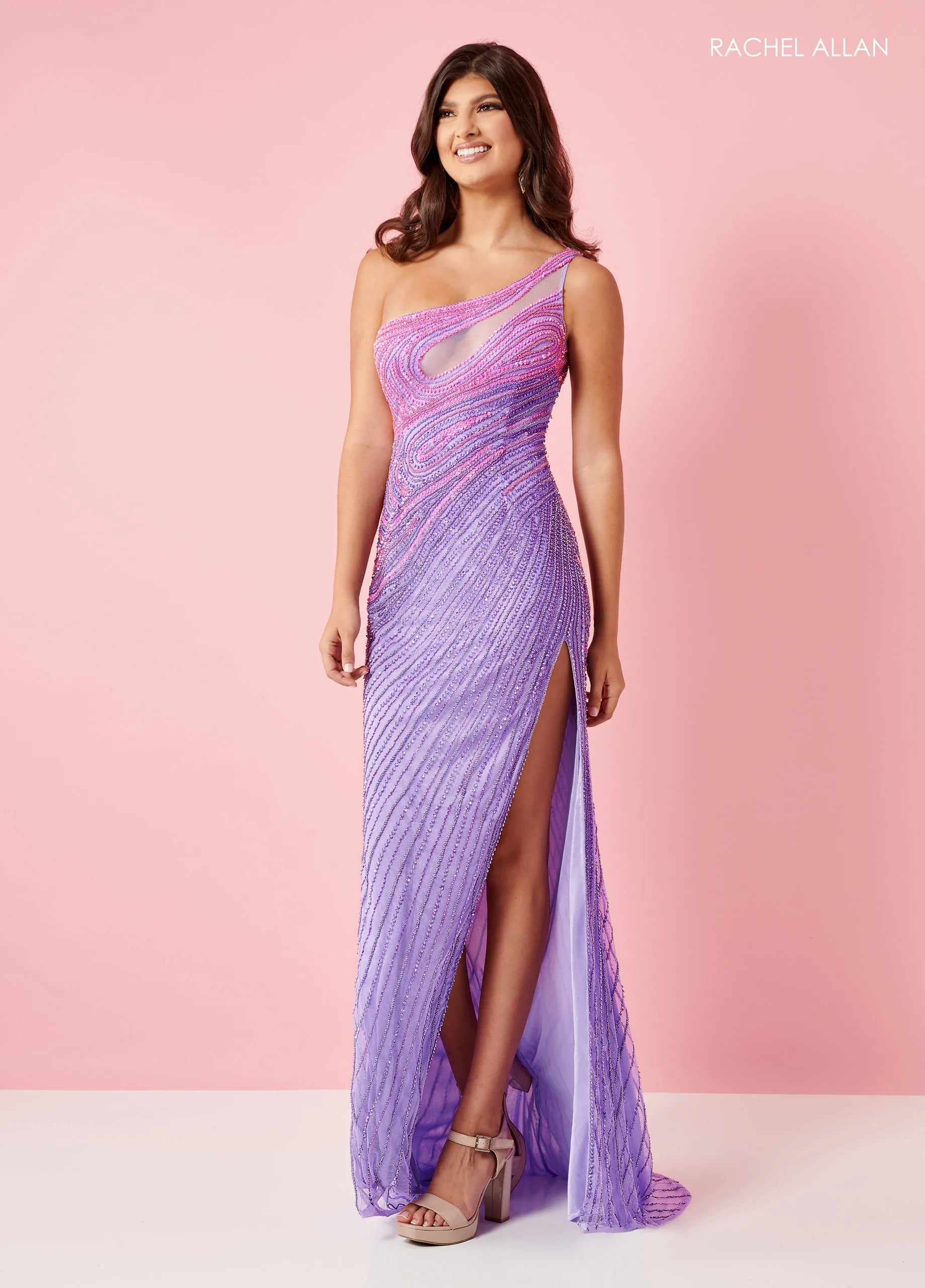 Prom Dresses Long Formal Beaded Prom Dress Rachel Allan 70376 Lilac Pink