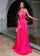 Prom Dresses Fitted Slit Long Formal Evening Prom Dress Hot Pink