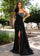 Prom Dresses Long Slit Formal Beaded Overskirt Prom Dress Black