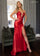 Prom Dresses Long Metallic High Slit Formal Prom Dress Red