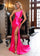 Prom Dresses Long High Slit Fitted Formal Prom Dress Hot Pink