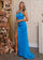 Prom Dresses Fitted Slit Long Formal Beaded Prom Dress Ocean Blue