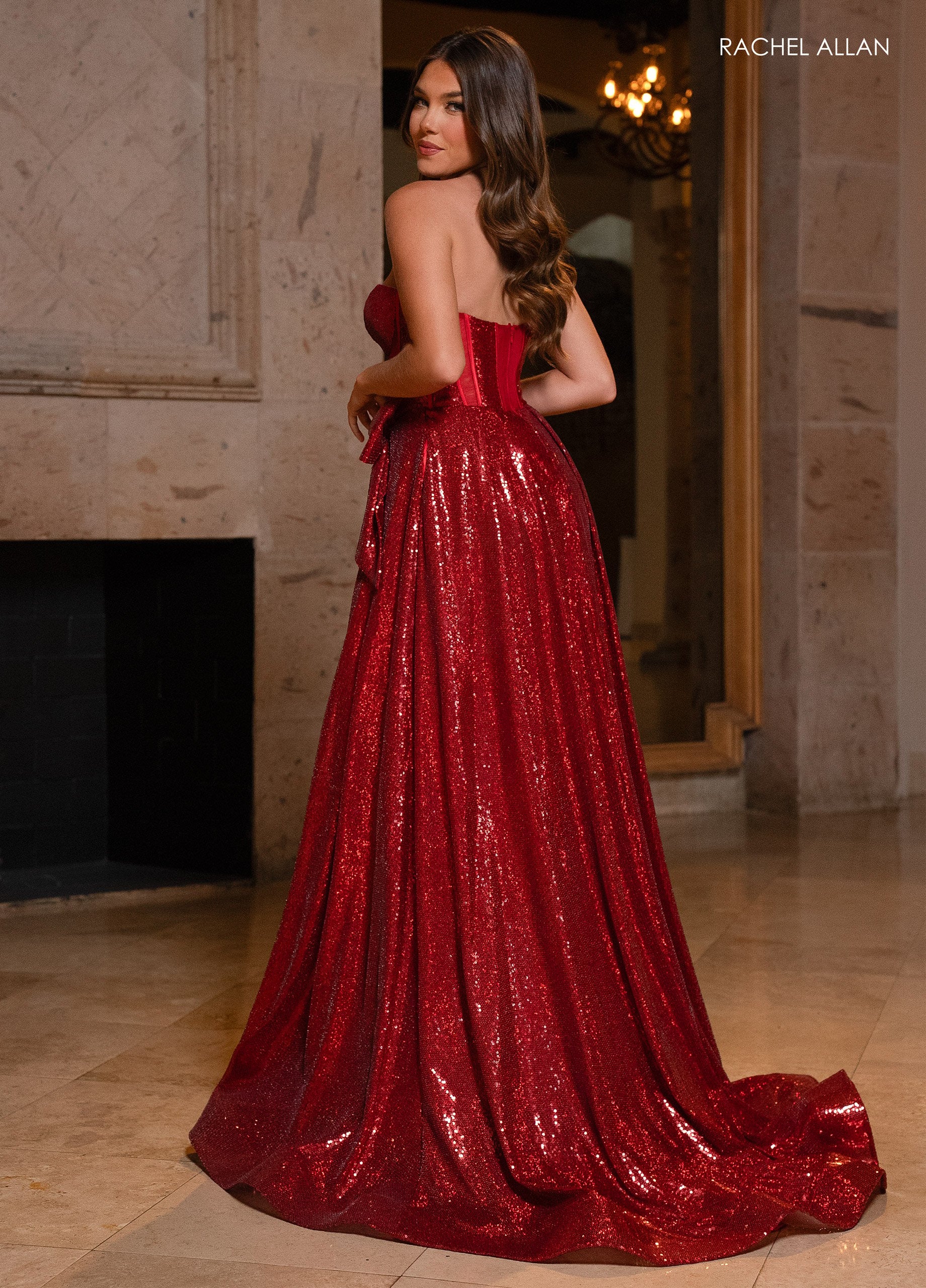 Rachel Allan 70791 A Line Long Formal Sequin Prom Dress