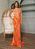 Prom Dresses Long Beaded Prom Fitted Slit Formal Dress Tangerine
