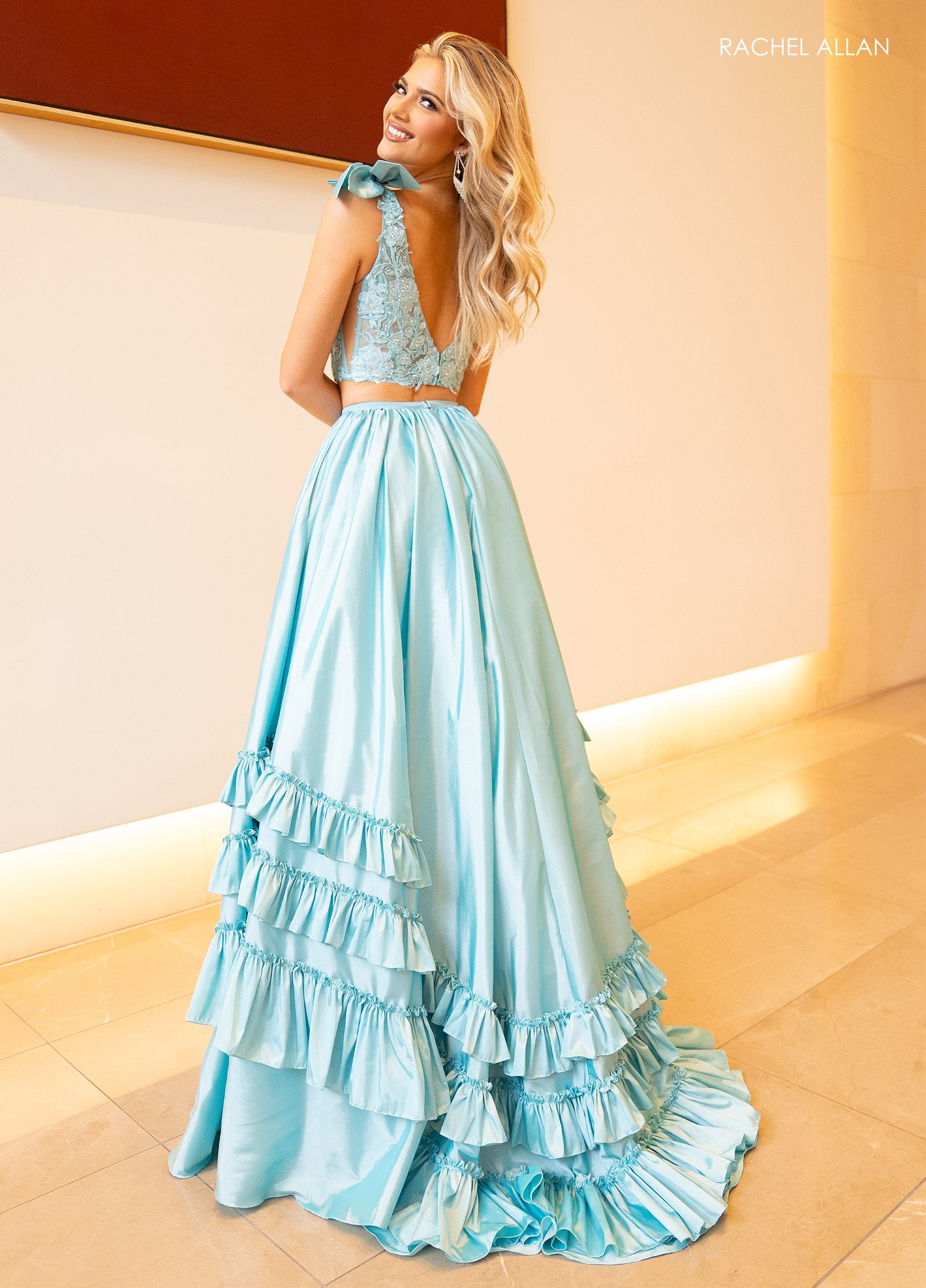 Prom Dresses Prom Long Applique Two Piece Formal Dress Aqua