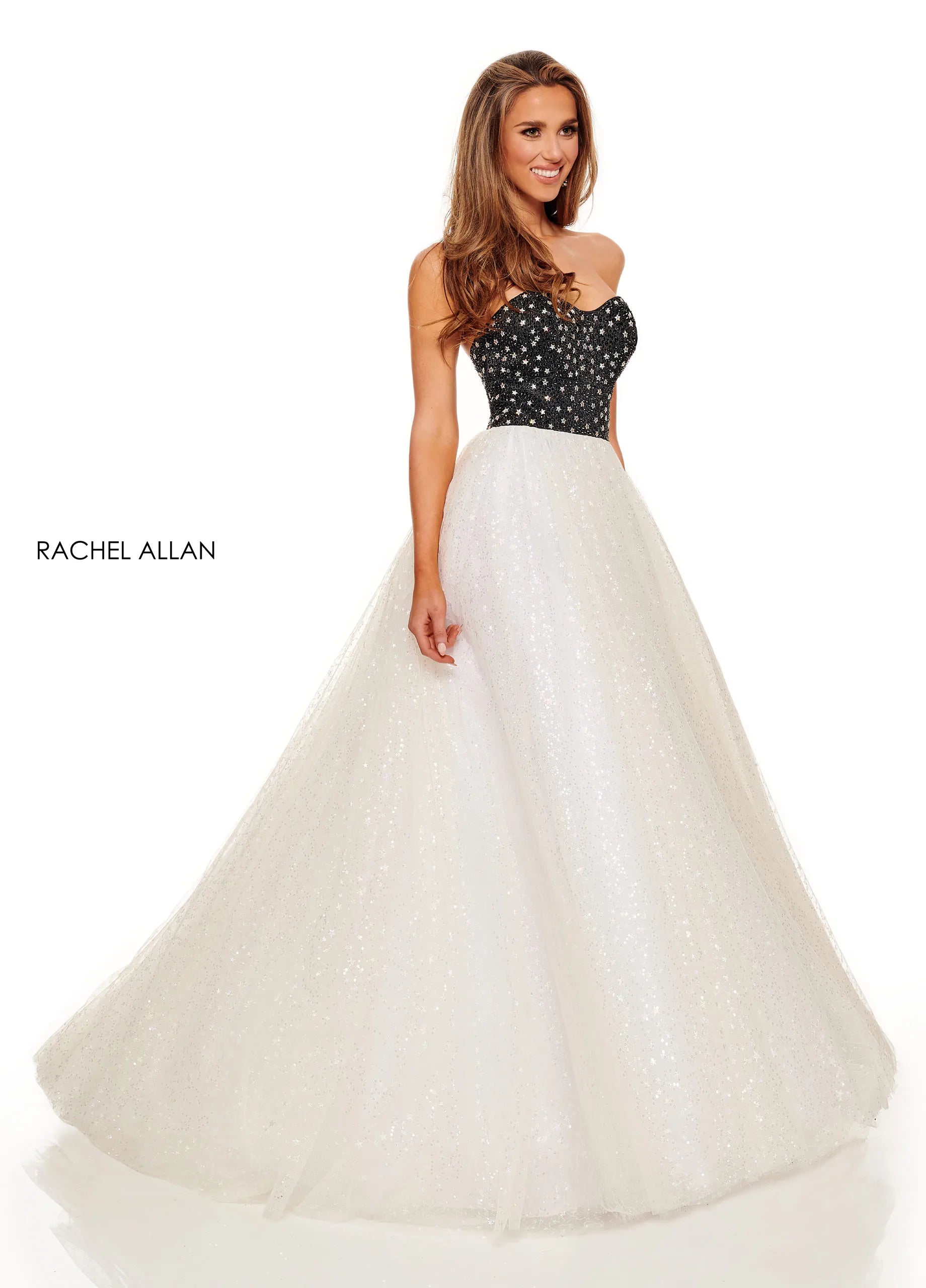 Prom Dresses Long Formal Sequin A Line Prom Dress Rachel Allan 70140 Black White