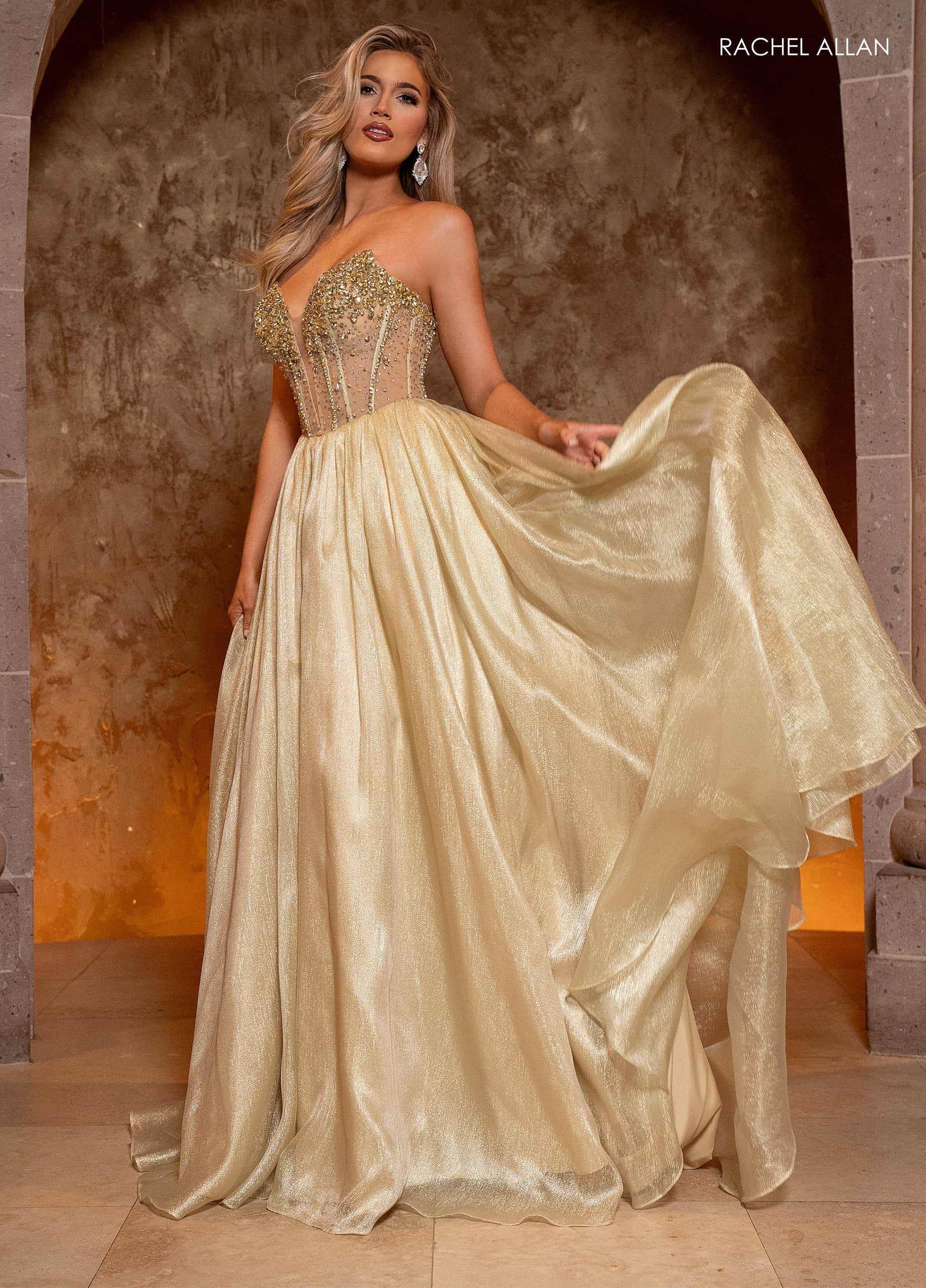 Rachel Allan 70812 Long Formal Ball Gown Beaded Prom Dress