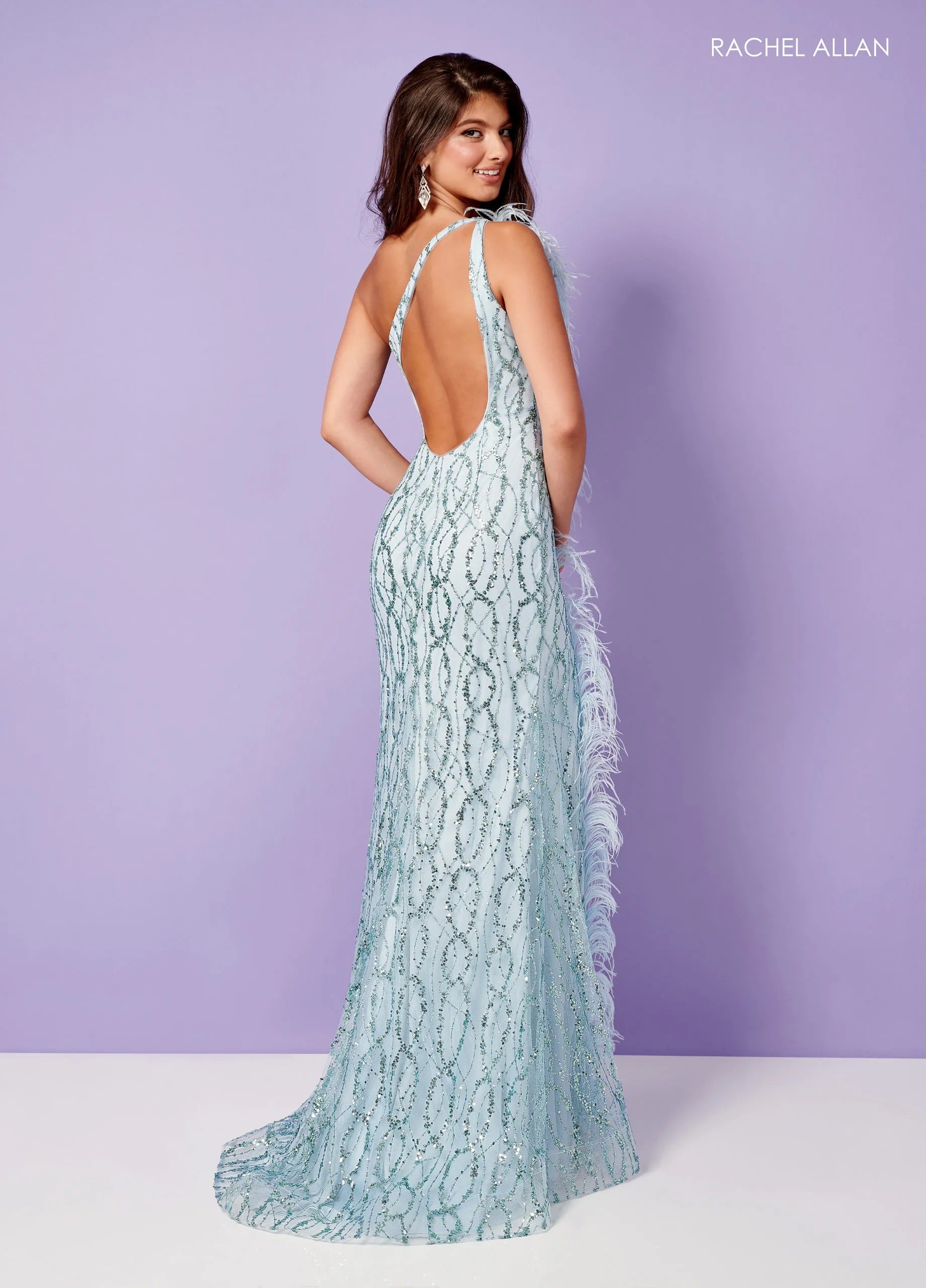 Prom Dresses Long Formal Slit Glitter Prom Dress Rachel Allan 70402 Icy Blue
