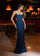 Prom Dresses Beaded Long Formal Prom Slit Dress Navy Peacock