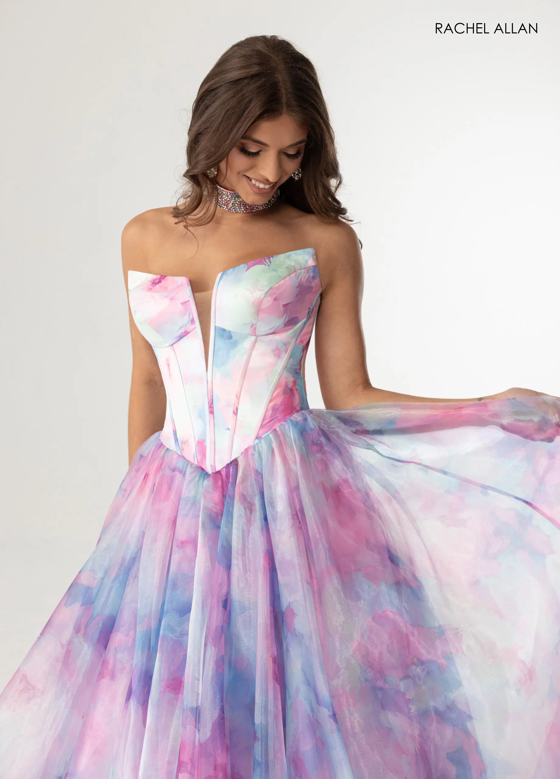 Prom Dresses Long Formal Corset Prom Ball Gown Pink Multi