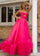 Prom Dresses Long Slit Ruffled Formal Prom Dress  Hot Pink 